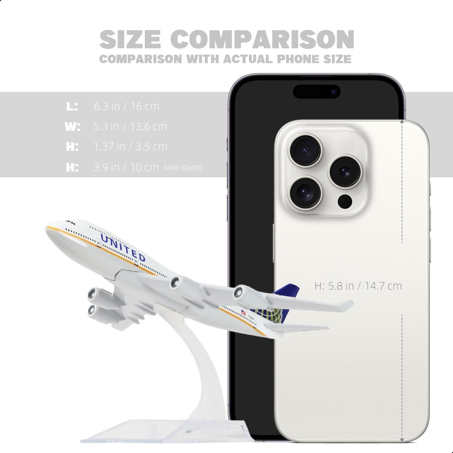 Modelo avión Boeing 747 QIYUMOKE 1:400 metal con soporte