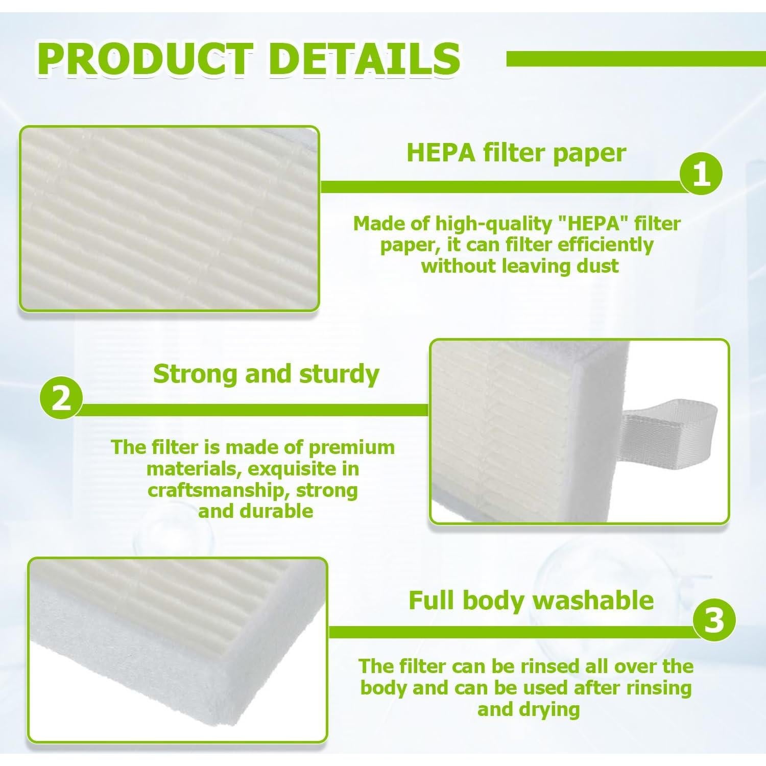 Filtros HEPA EPLZON para Aspiradoras I-LIFE V3 V5 - Paquete 10 Piezas