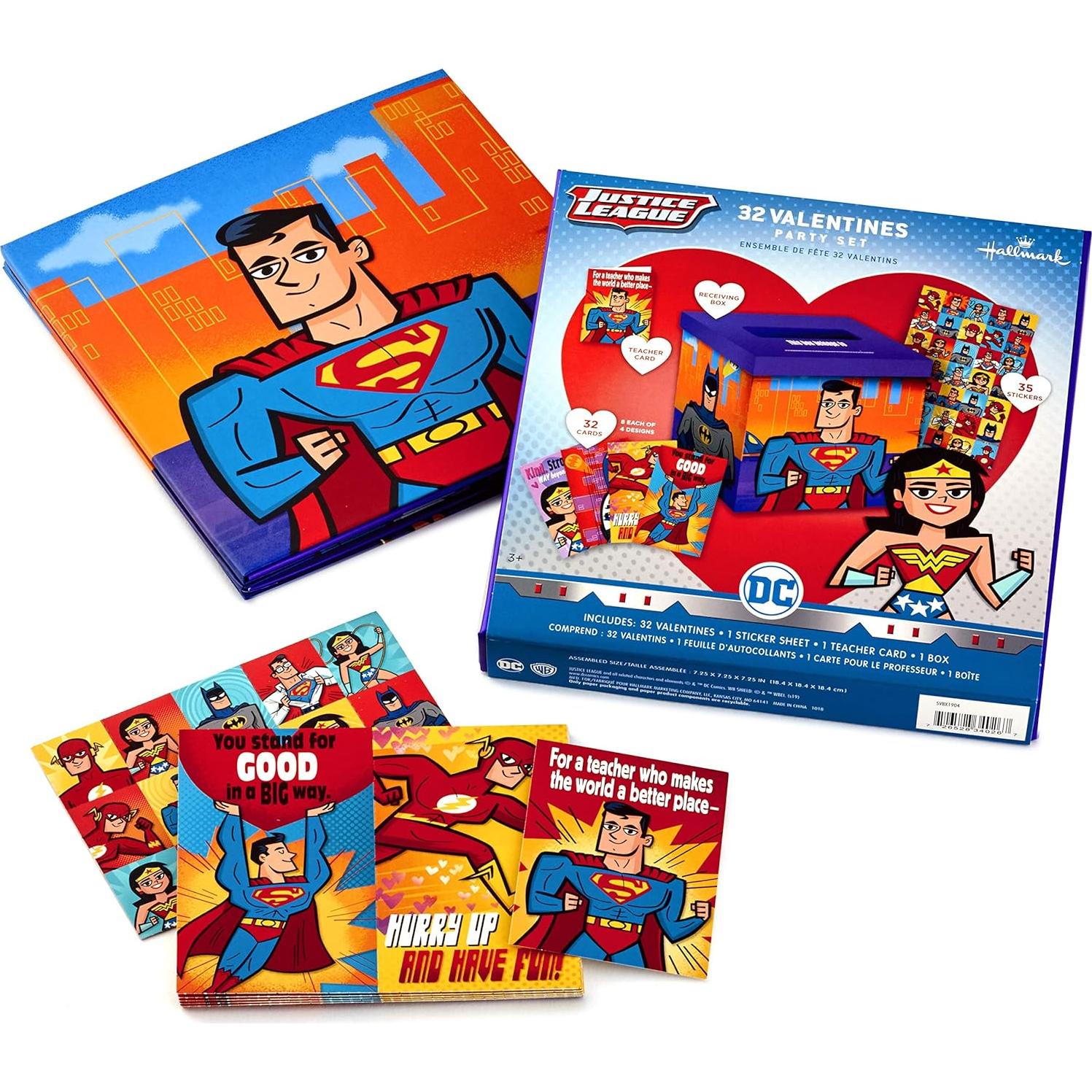 Tarjetas de San Valentín Hallmark Justice League 32 Tarjetas