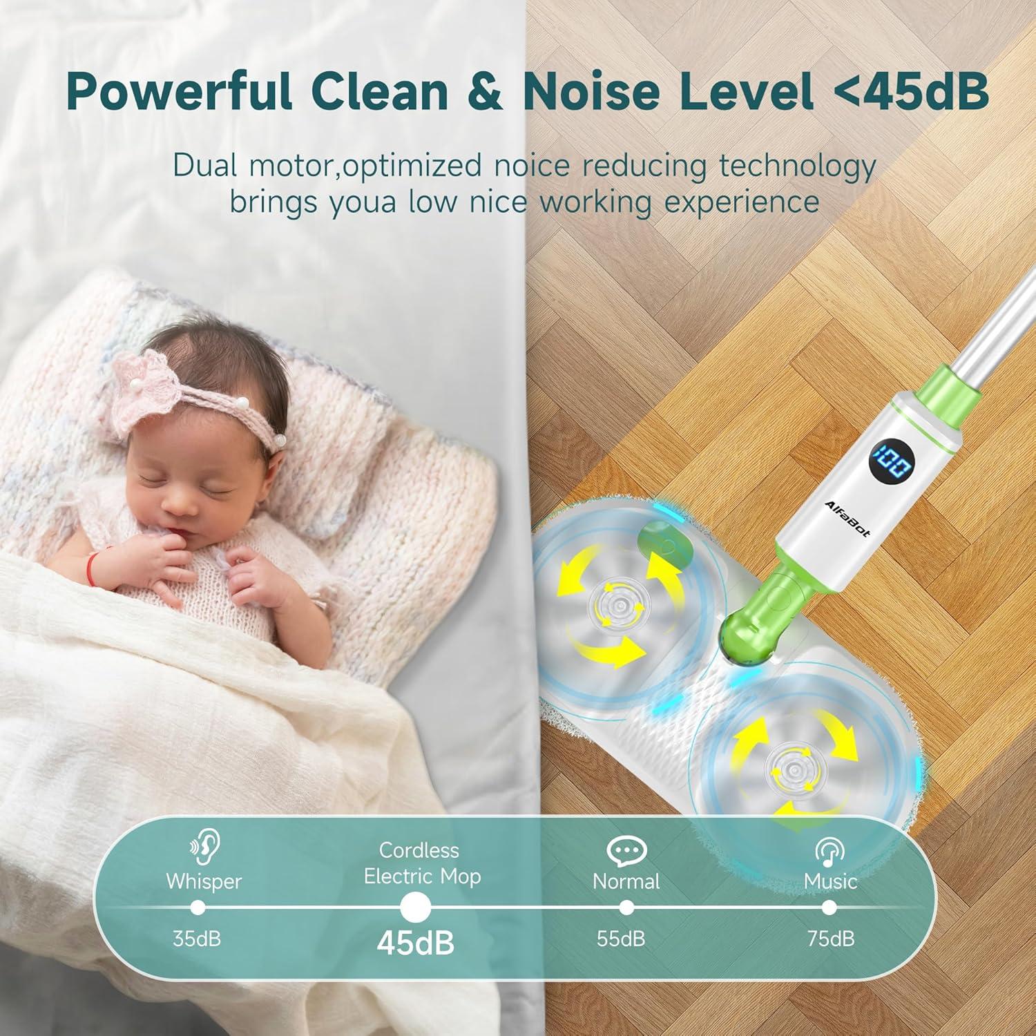 Mopa Eléctrica Inalámbrica AlfaBot S1 con Luz LED y Rociador