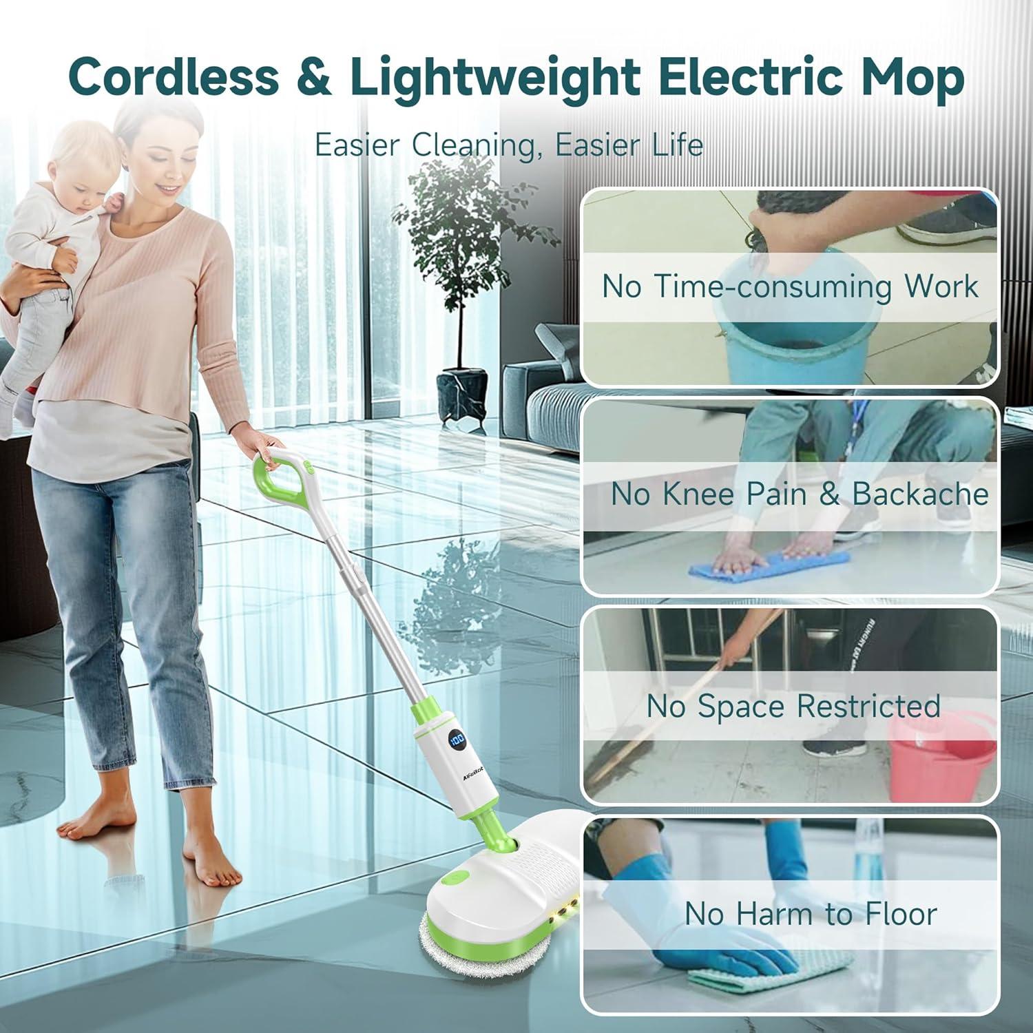 Mopa Eléctrica Inalámbrica AlfaBot S1 con Luz LED y Rociador