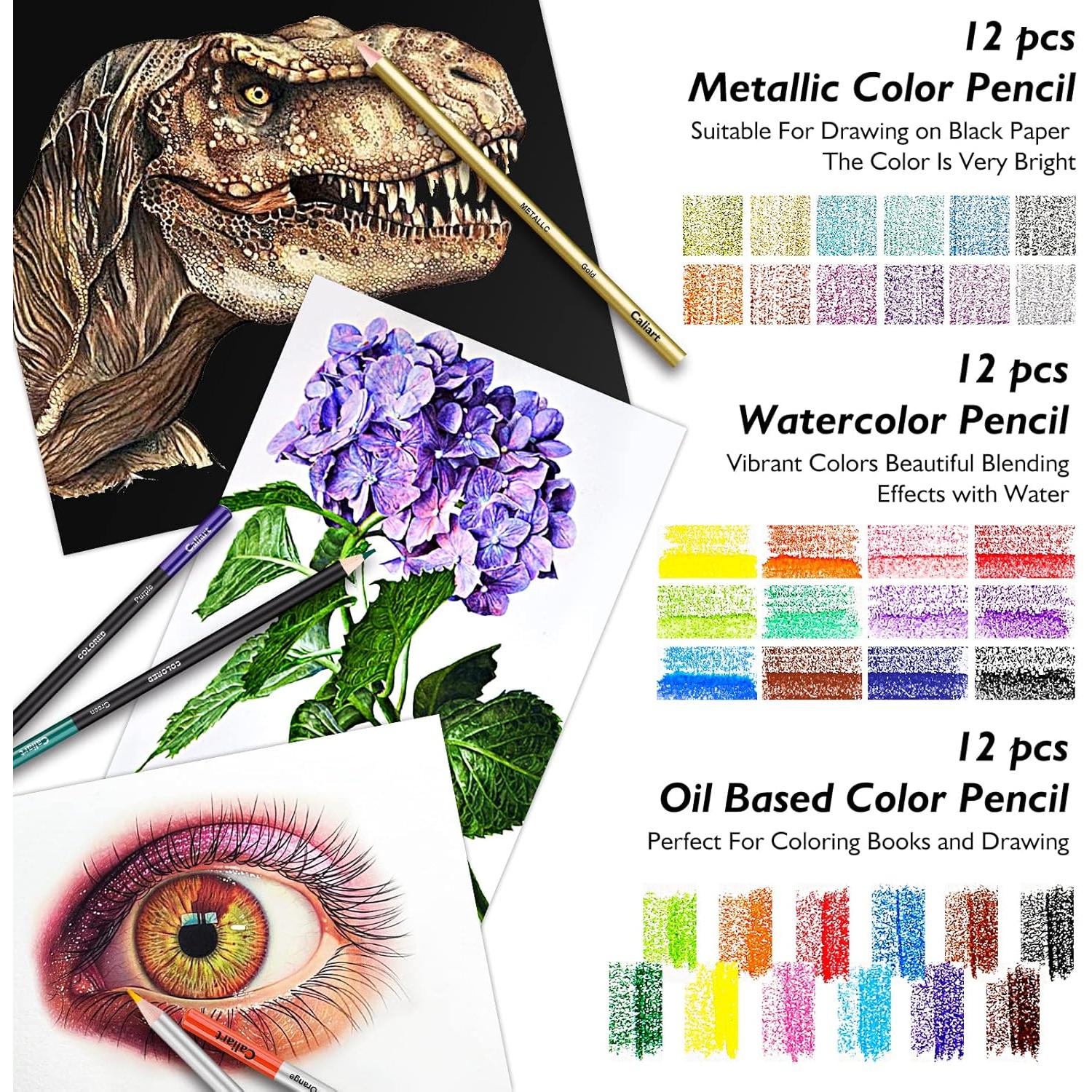 Caliart Kit de Dibujo 176 Piezas con Cuaderno 100 Hojas