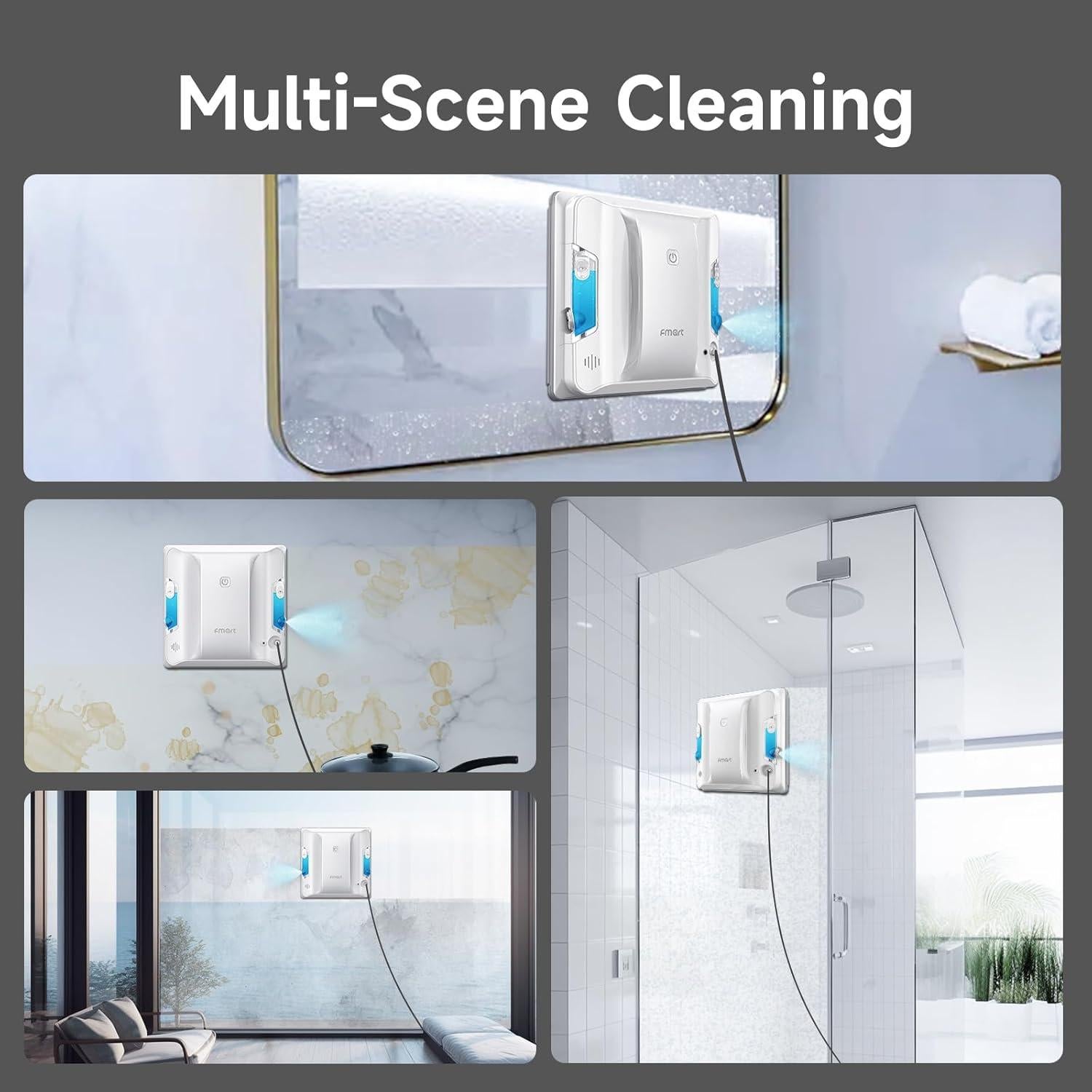 Robot Limpiador de Ventanas FMART W7 Doble Lado Spray 60ml