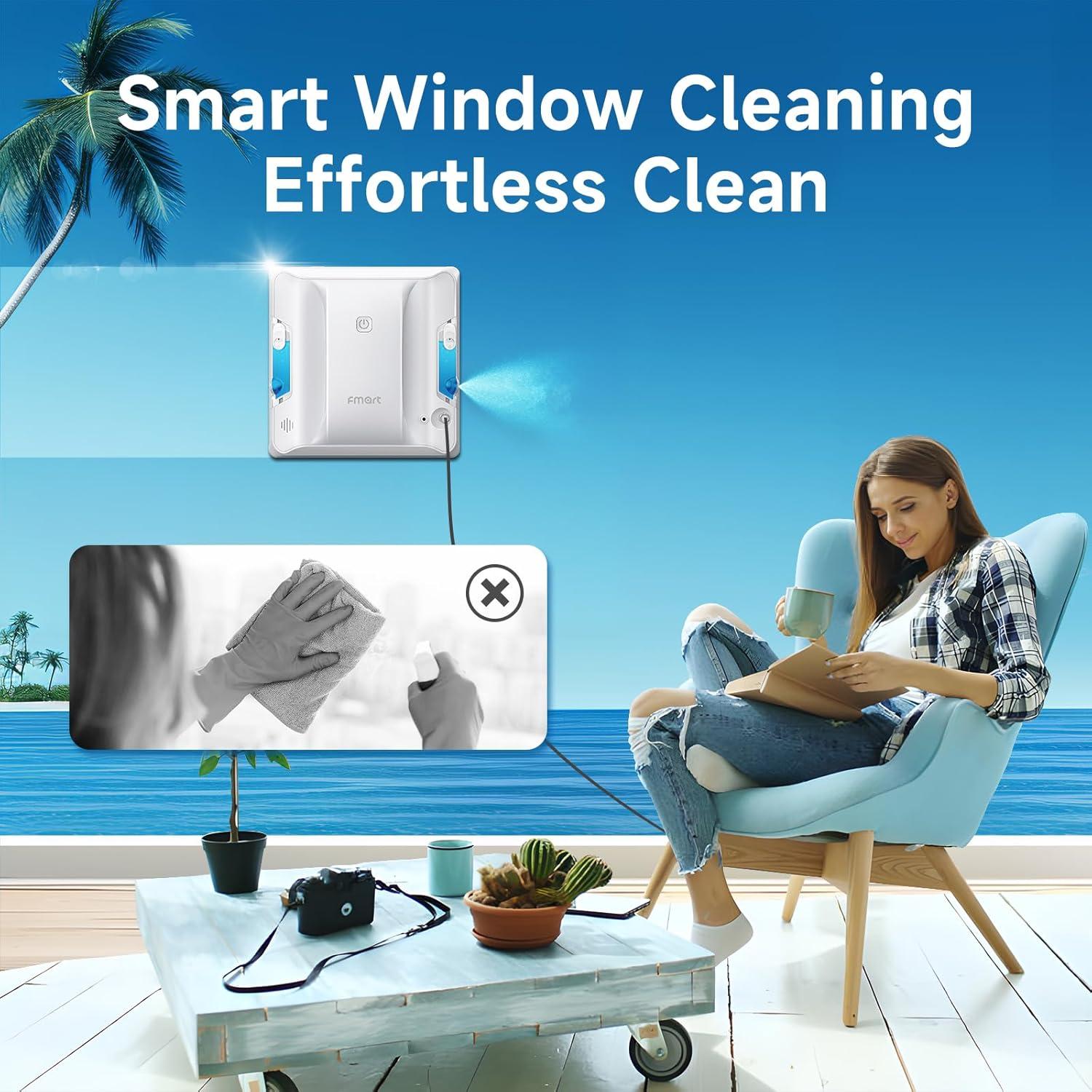 Robot Limpiador de Ventanas FMART W7 Doble Lado Spray 60ml