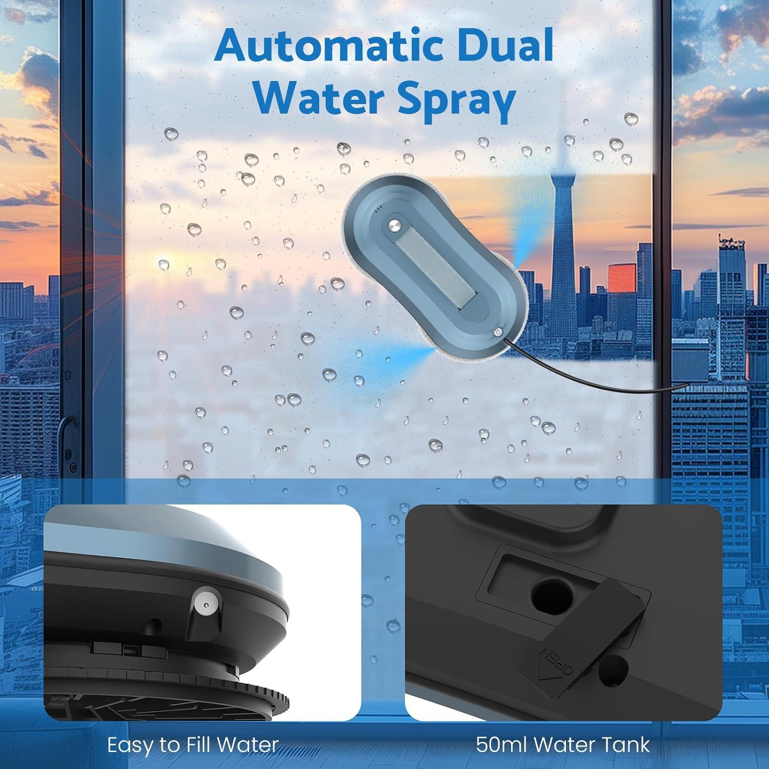 Window Cleaner Robot,Upgraded Window Cleaning Robot with Automatic Water Spray,2 Mins/M² Effective Remote Control Automatic Robot Window Cleaner 2800Pa for Windows/Tiles/Glass,Blue