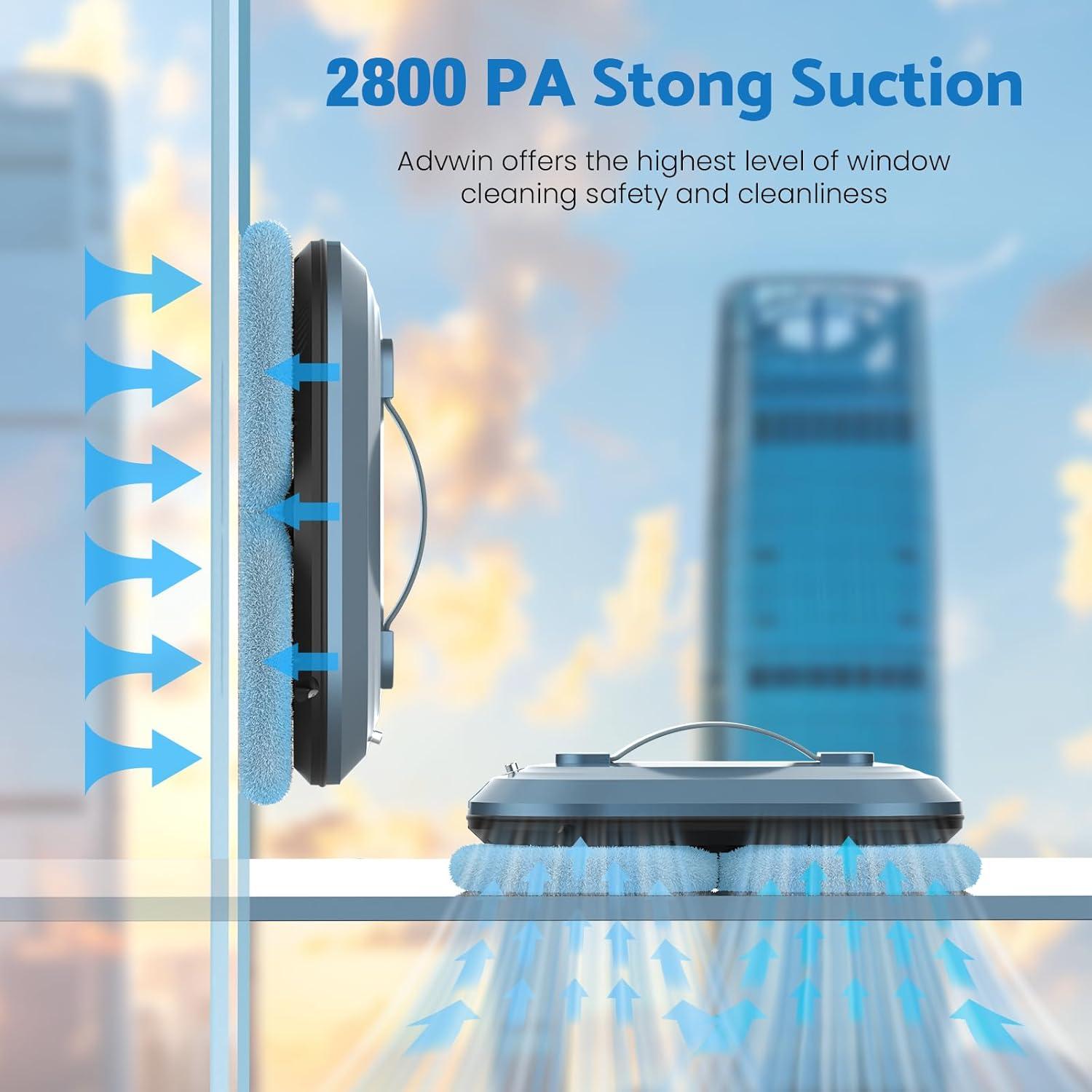 Window Cleaner Robot,Upgraded Window Cleaning Robot with Automatic Water Spray,2 Mins/M² Effective Remote Control Automatic Robot Window Cleaner 2800Pa for Windows/Tiles/Glass,Blue