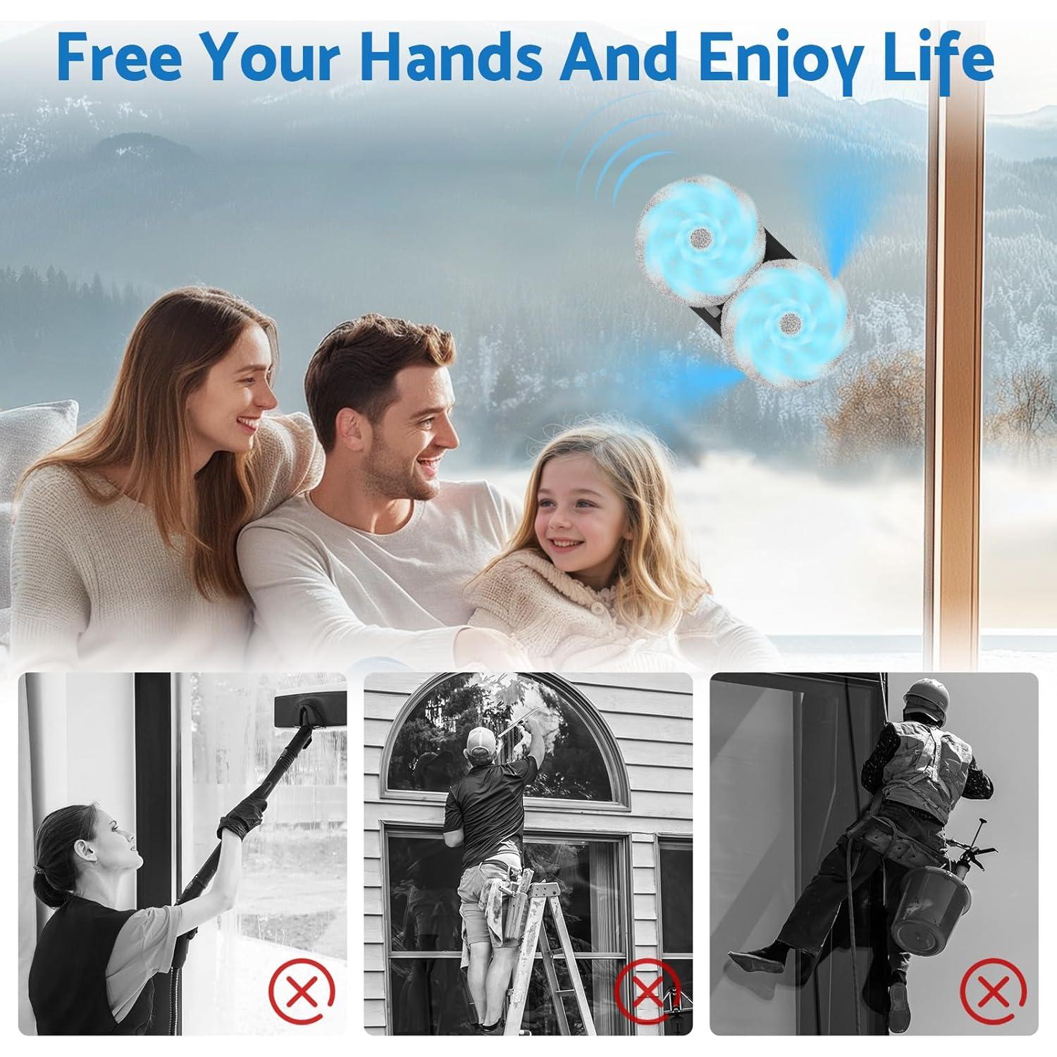 Window Cleaner Robot,Upgraded Window Cleaning Robot with Automatic Water Spray,2 Mins/M² Effective Remote Control Automatic Robot Window Cleaner 2800Pa for Windows/Tiles/Glass,Blue