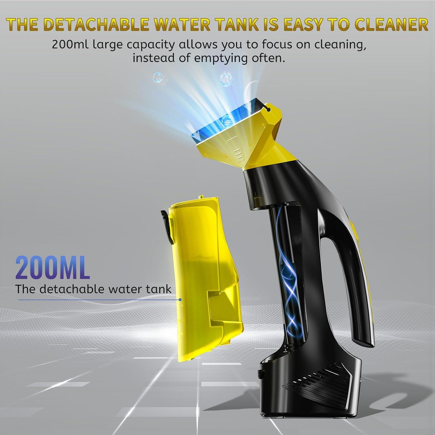 Window Vacuum Squeegee Cordless, Window Vac with Detachable Water Tank and Strong Suction, Electric Window Cleaning Tool for Shower Wall, Mirror, Glass, Car Windshield, Countertop, Tiles