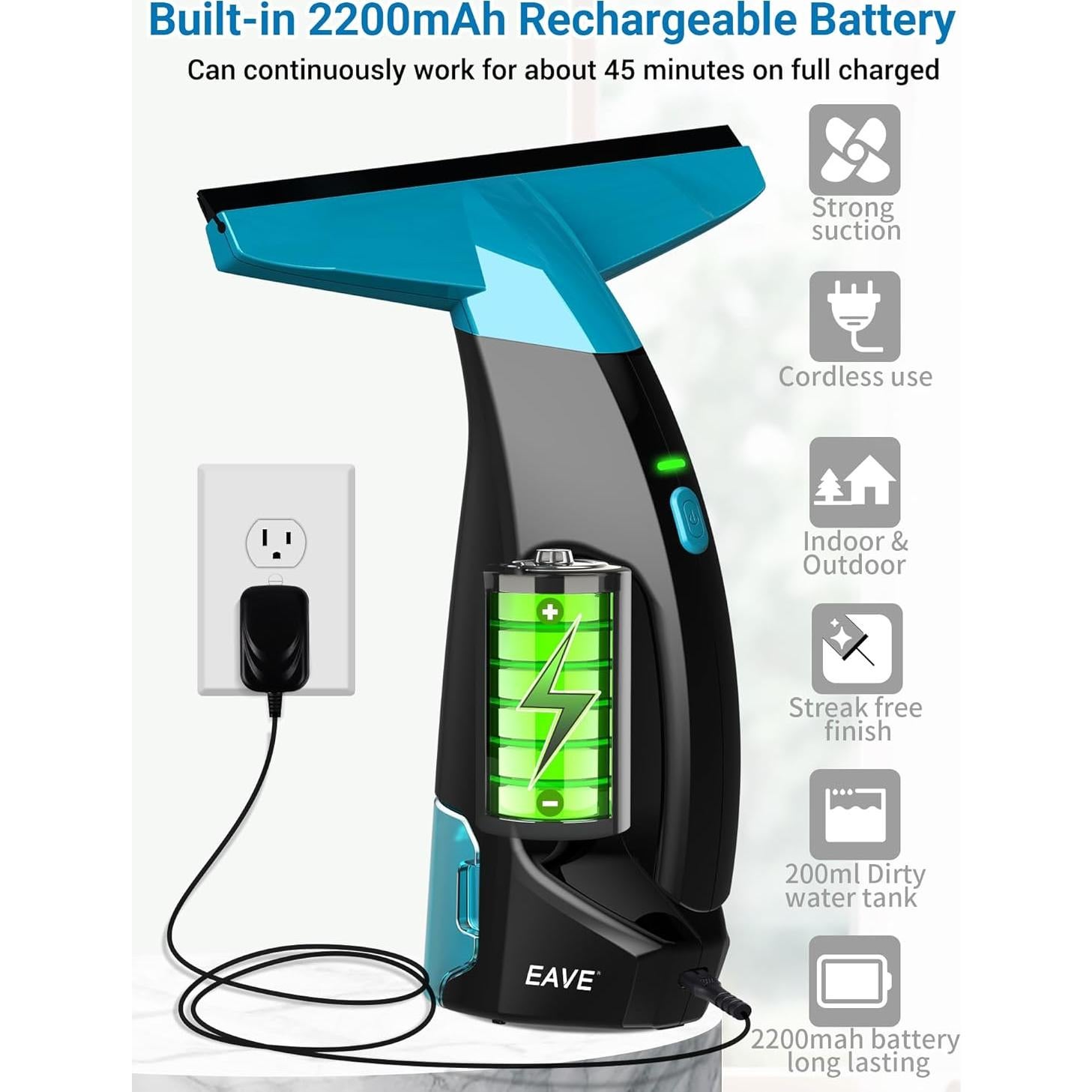 Aspiradora de Ventanas Eave Inalámbrica 11" (280mm) 200ml
