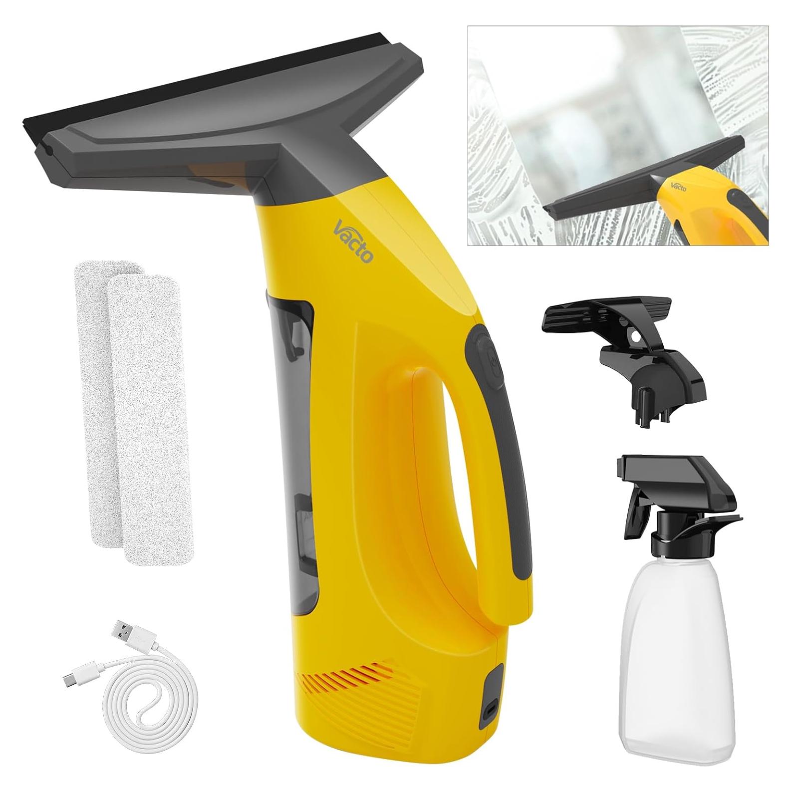 All-in-One Electric Window Vacuum Squeegee Set, Streak-Free Cordless Window Cleaner Tool with Extra Sprayer, Glass Cleaner Tool for Windows, Mirrors & Smooth Surfaces