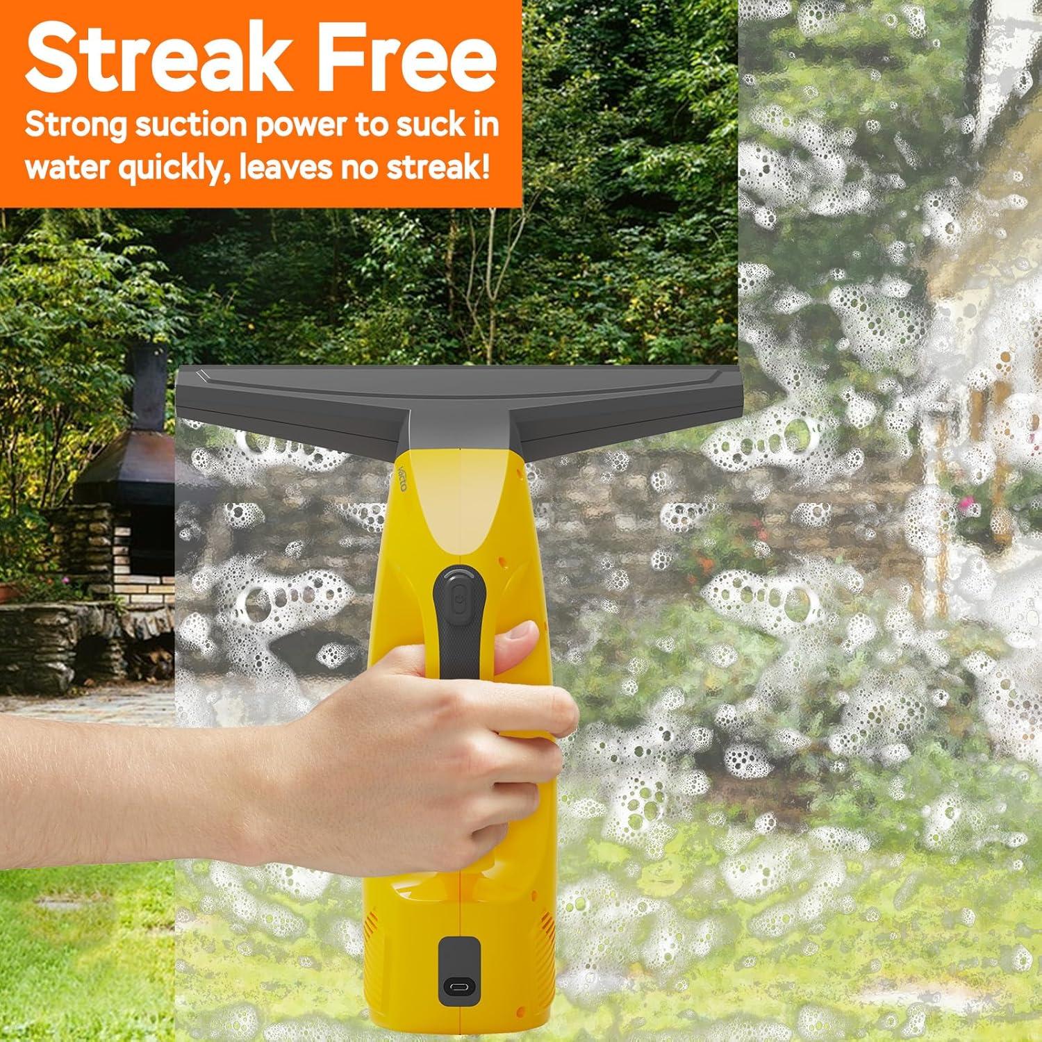 All-in-One Electric Window Vacuum Squeegee Set, Streak-Free Cordless Window Cleaner Tool with Extra Sprayer, Glass Cleaner Tool for Windows, Mirrors & Smooth Surfaces