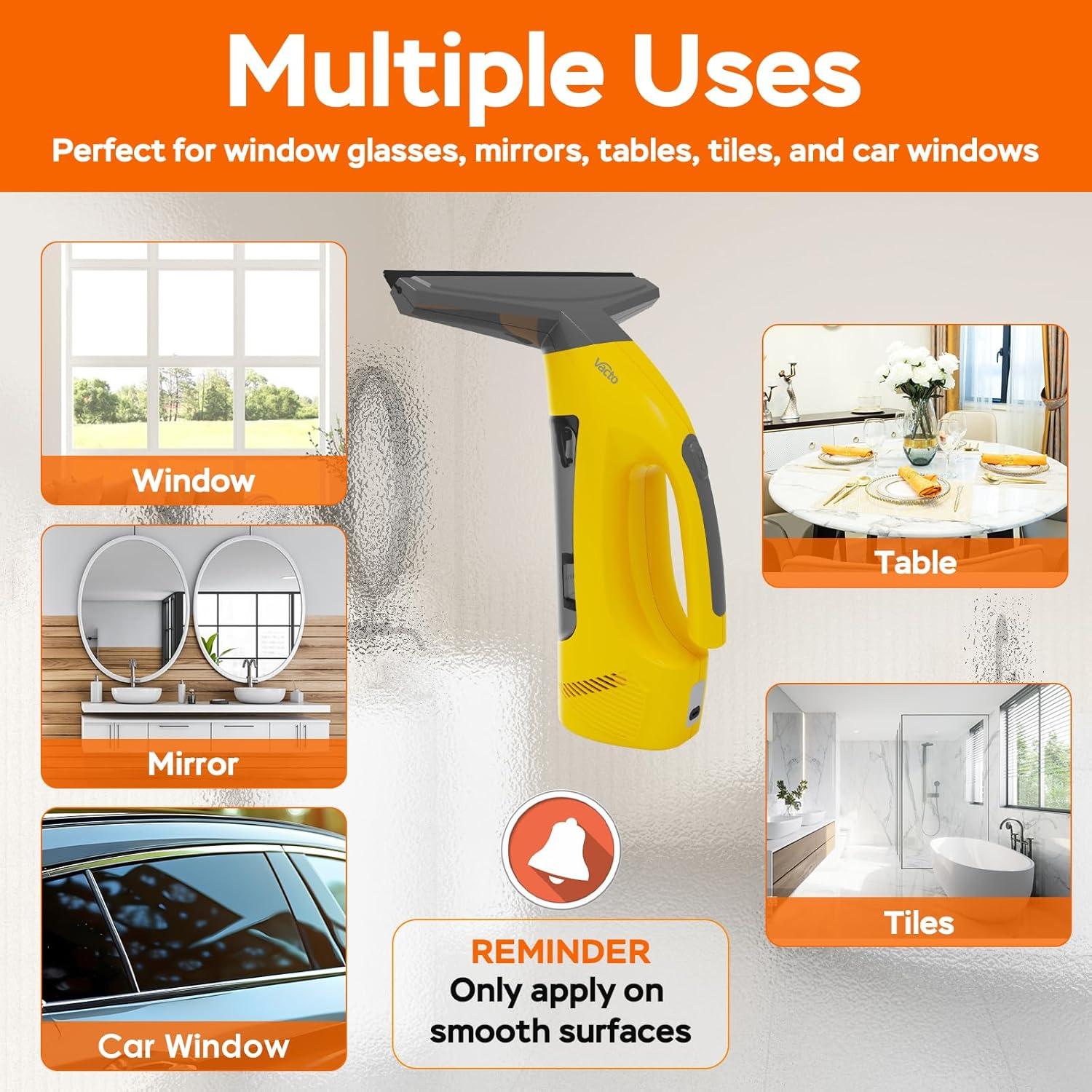 All-in-One Electric Window Vacuum Squeegee Set, Streak-Free Cordless Window Cleaner Tool with Extra Sprayer, Glass Cleaner Tool for Windows, Mirrors & Smooth Surfaces