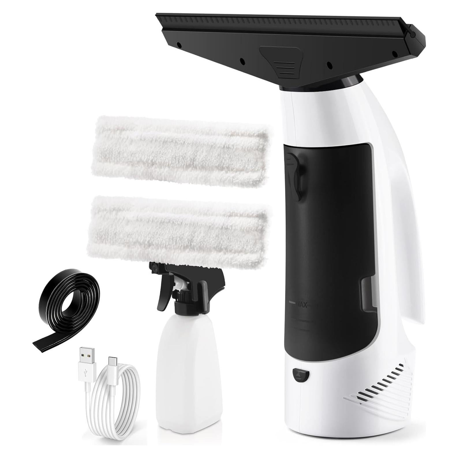 Window Vacuum, Window Vacuum Squeegee Cordless, Handheld Window Vac with Multi-Purpose Spray Bottle & Microfiber Cloth, Electric Cleaning Tool for Windows, Tiles, Mirror, Countertop, Car Windshield