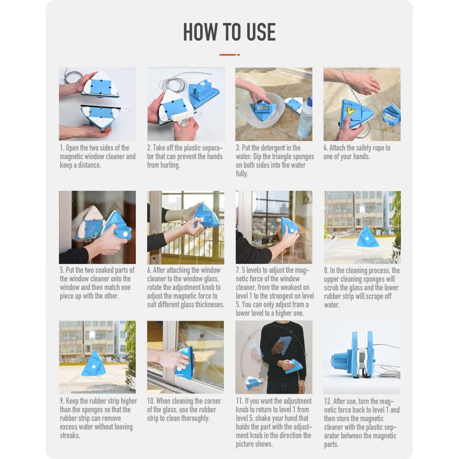 Limpiador de Ventanas Magnético Doble Cara Baffect 4-30mm