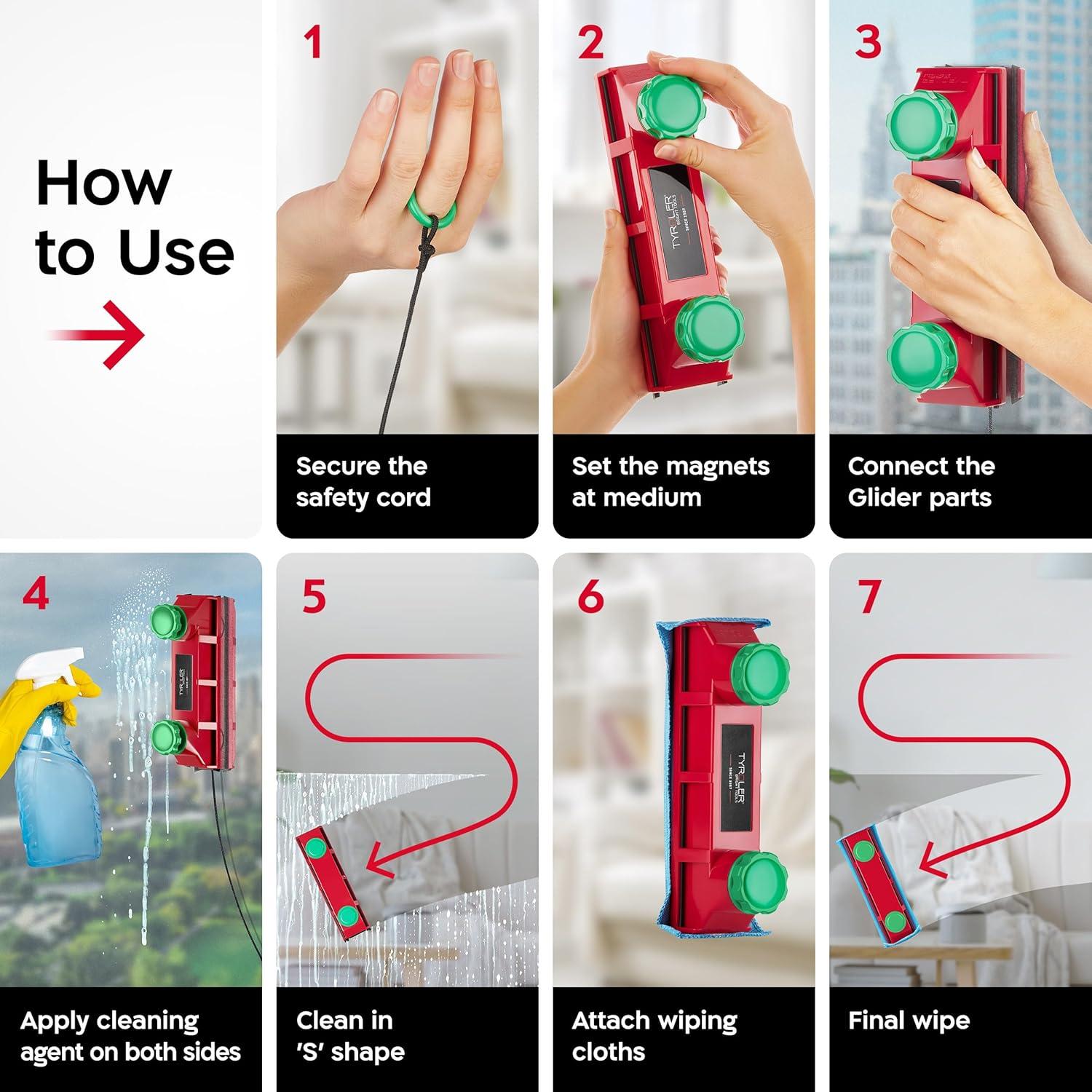 Herramienta de Limpieza de Ventanas Magnética Tyroler 48