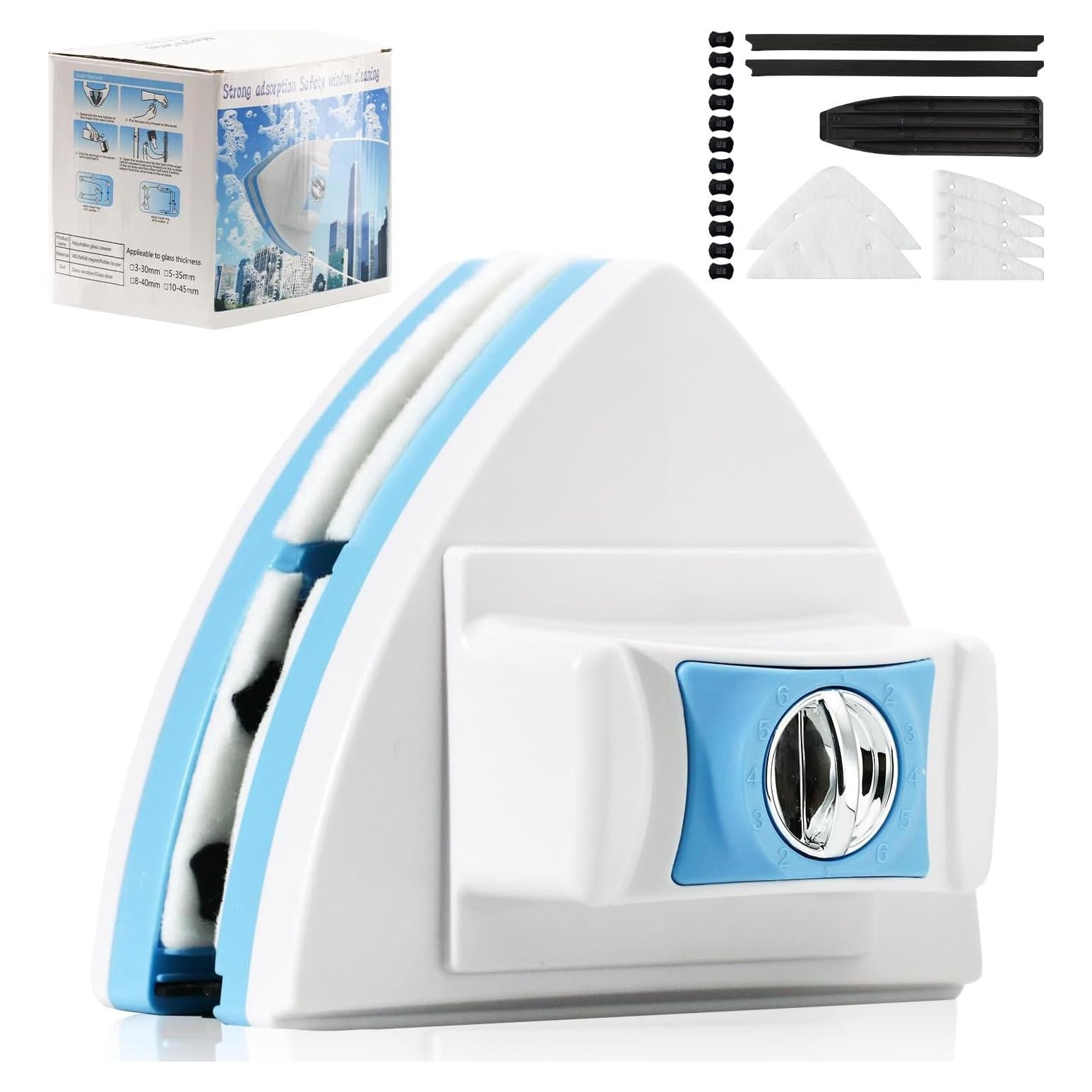 Limpiador de Ventanas Magnético Doble Cara QCBF 3-30mm Azul