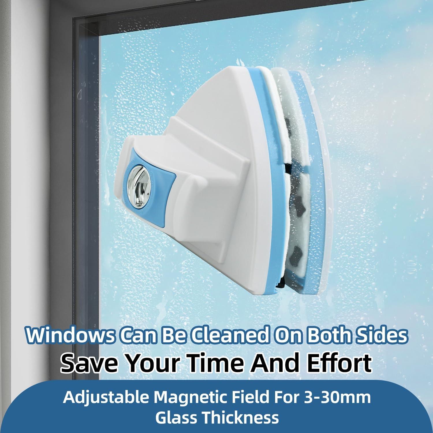 Limpiador de Ventanas Magnético Doble Cara QCBF 3-30mm Azul