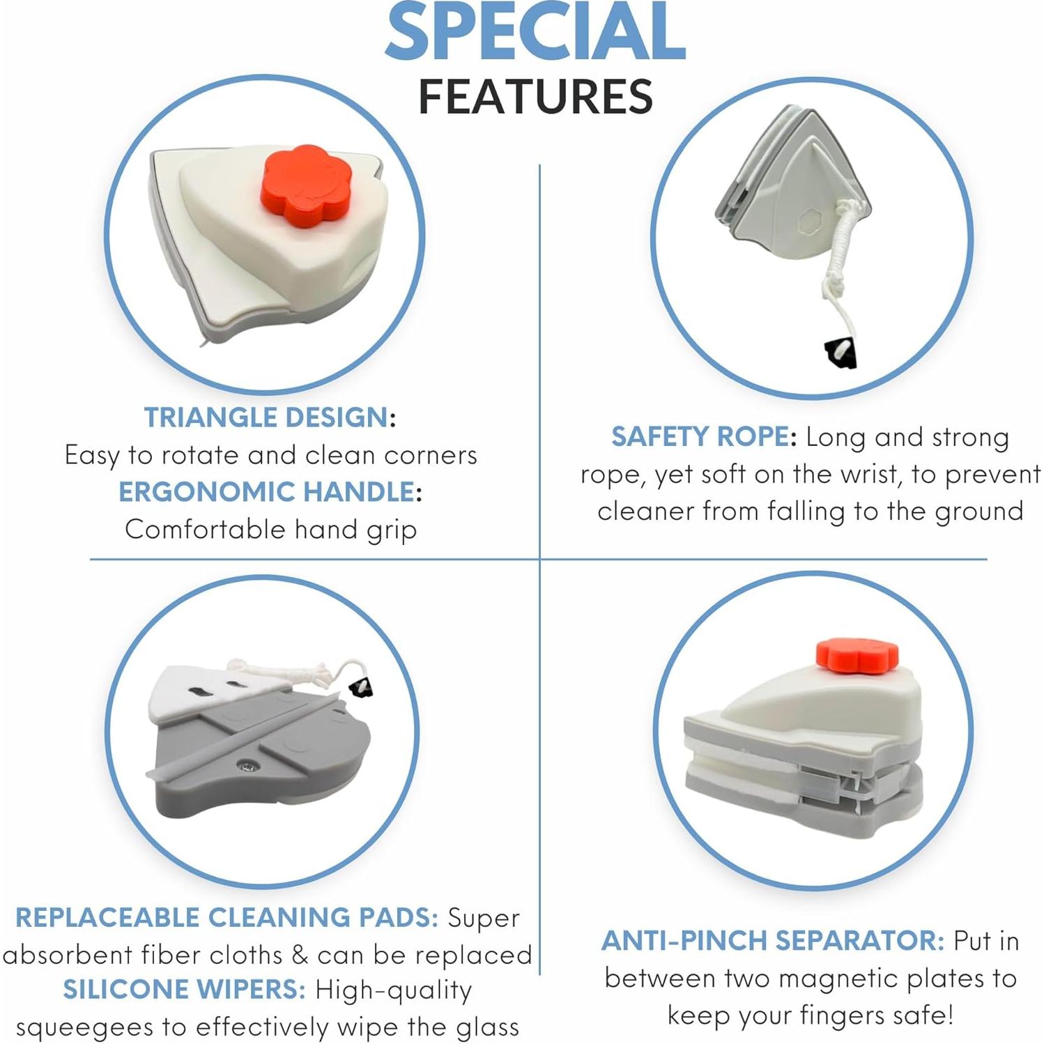 Limpiaparabrisas Magnético Doble Cara Tres Orquídeas 3-26mm Naranja