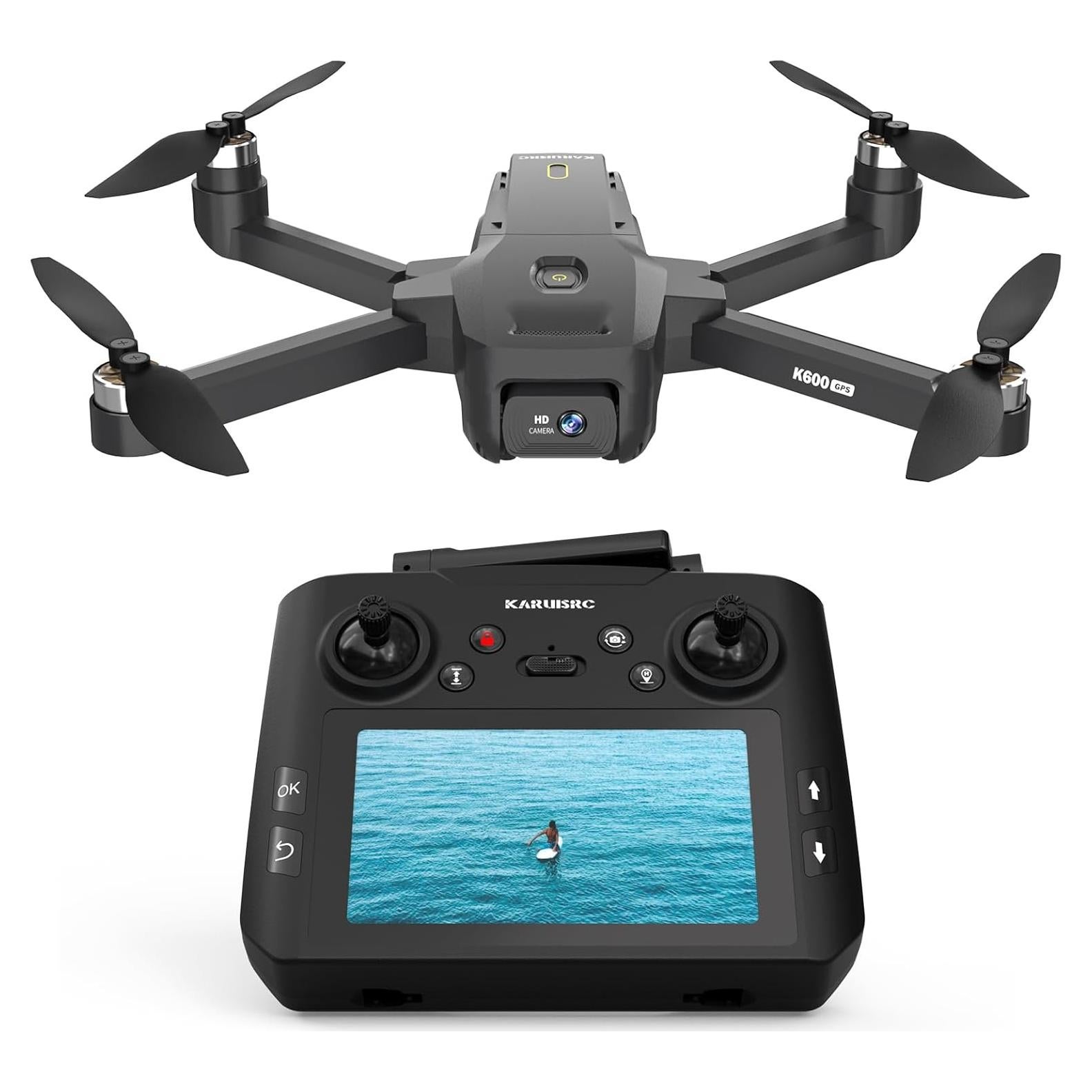 Dron K600GPS con Cámara 4K y Pantalla RC de 11.43 cm