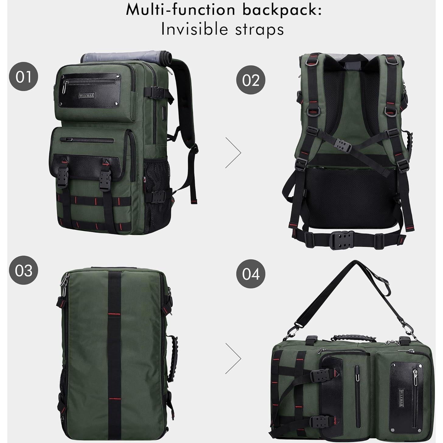 Mochila de Viaje WITZMAN B685 Verde Militar para Laptop 17"