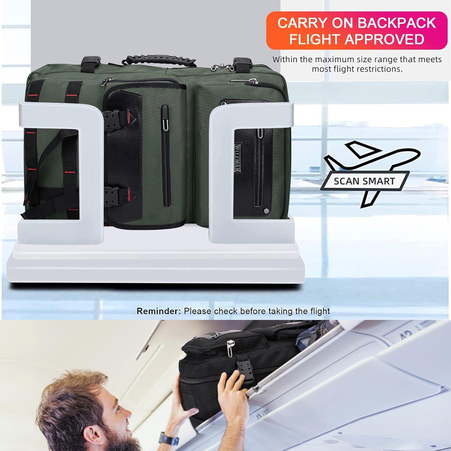 Mochila de Viaje WITZMAN B685 Verde Militar para Laptop 17"