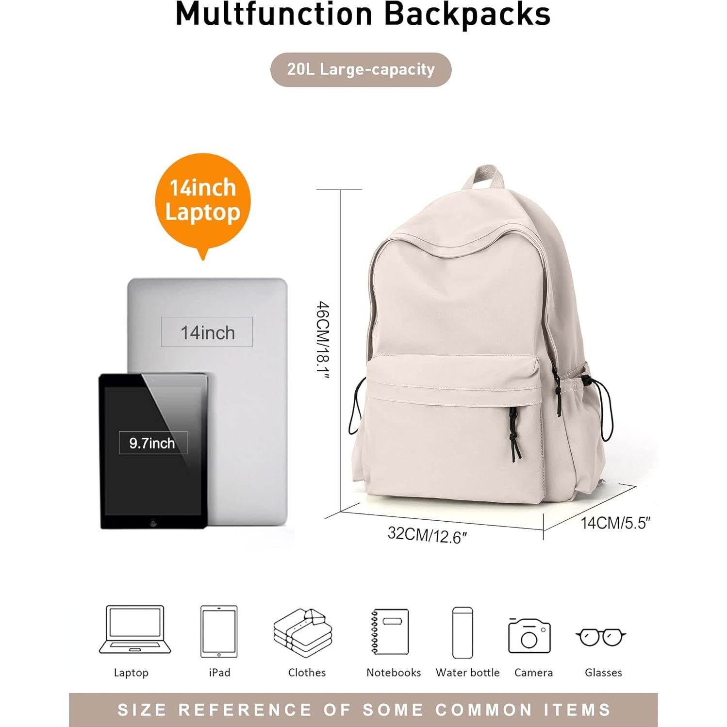 Mochila Blanca Impermeable Unisex 46x32x14 cm 24L