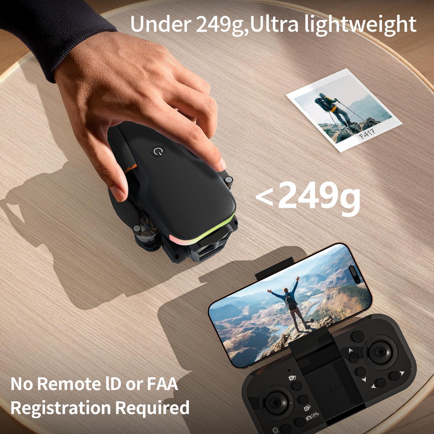 Dron F417 FAKJANK con Cámara HD 1080P y Luz LED RGB