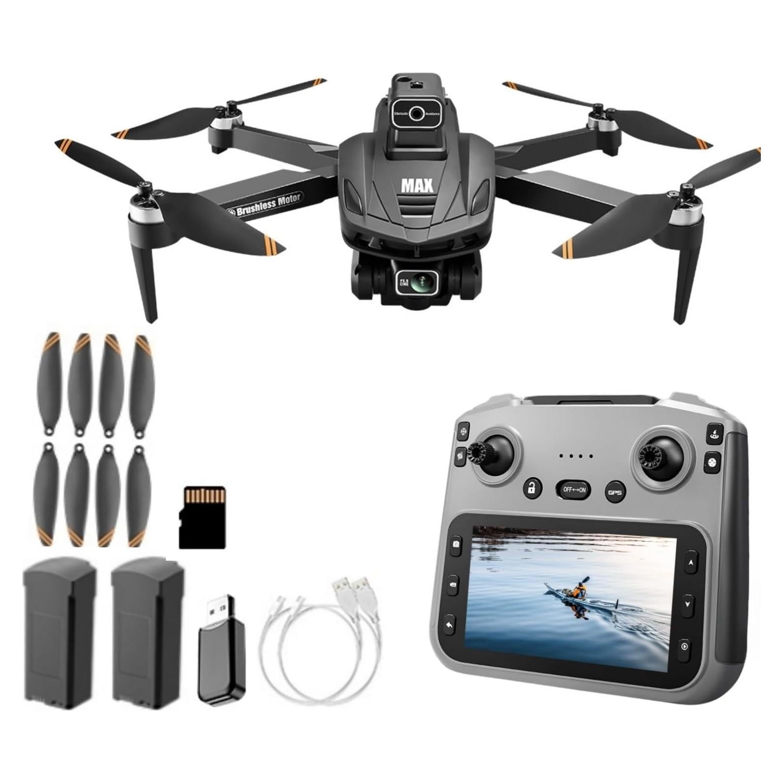 GPS Drone with 4K Camera, 4.5" LCD Display - 3280ft HD Image Transmission, 50x Zoom, Auto return, Follow Me, Go Home, Gesture Control, One Key Takeoff/Landing, Altitude Hold,led Light ，Professional Quadcopter for Aerial Photography Control and Video Recording, Beginner-Friendly FPV RC Quadcopter