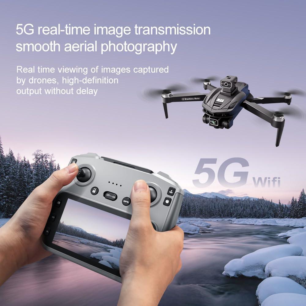 GPS Drone with 4K Camera, 4.5" LCD Display - 3280ft HD Image Transmission, 50x Zoom, Auto return, Follow Me, Go Home, Gesture Control, One Key Takeoff/Landing, Altitude Hold,led Light ，Professional Quadcopter for Aerial Photography Control and Video Recording, Beginner-Friendly FPV RC Quadcopter