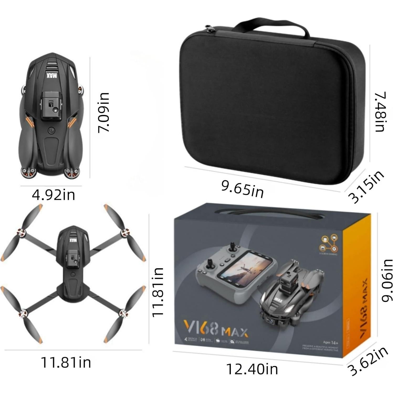 GPS Drone with 4K Camera, 4.5" LCD Display - 3280ft HD Image Transmission, 50x Zoom, Auto return, Follow Me, Go Home, Gesture Control, One Key Takeoff/Landing, Altitude Hold,led Light ，Professional Quadcopter for Aerial Photography Control and Video Recording, Beginner-Friendly FPV RC Quadcopter