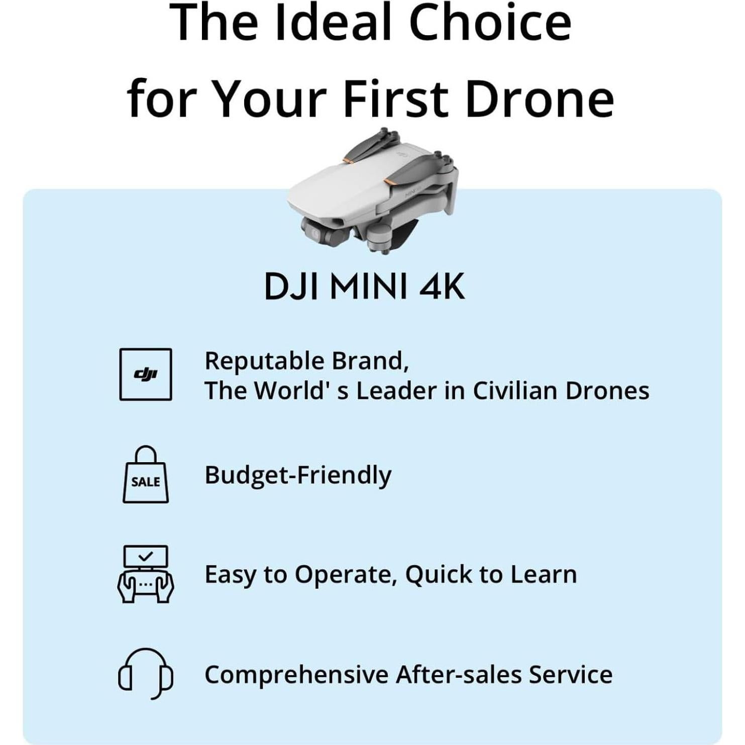 DJI Mini 4K Fly More Combo, Drone with 4K UHD Camera for Adults, Under 249 g, 3-Axis Gimbal Stabilization, 10km Video Transmission, Auto Return, 3 Batteries for 93-Min Max Flight Time, QuickShots