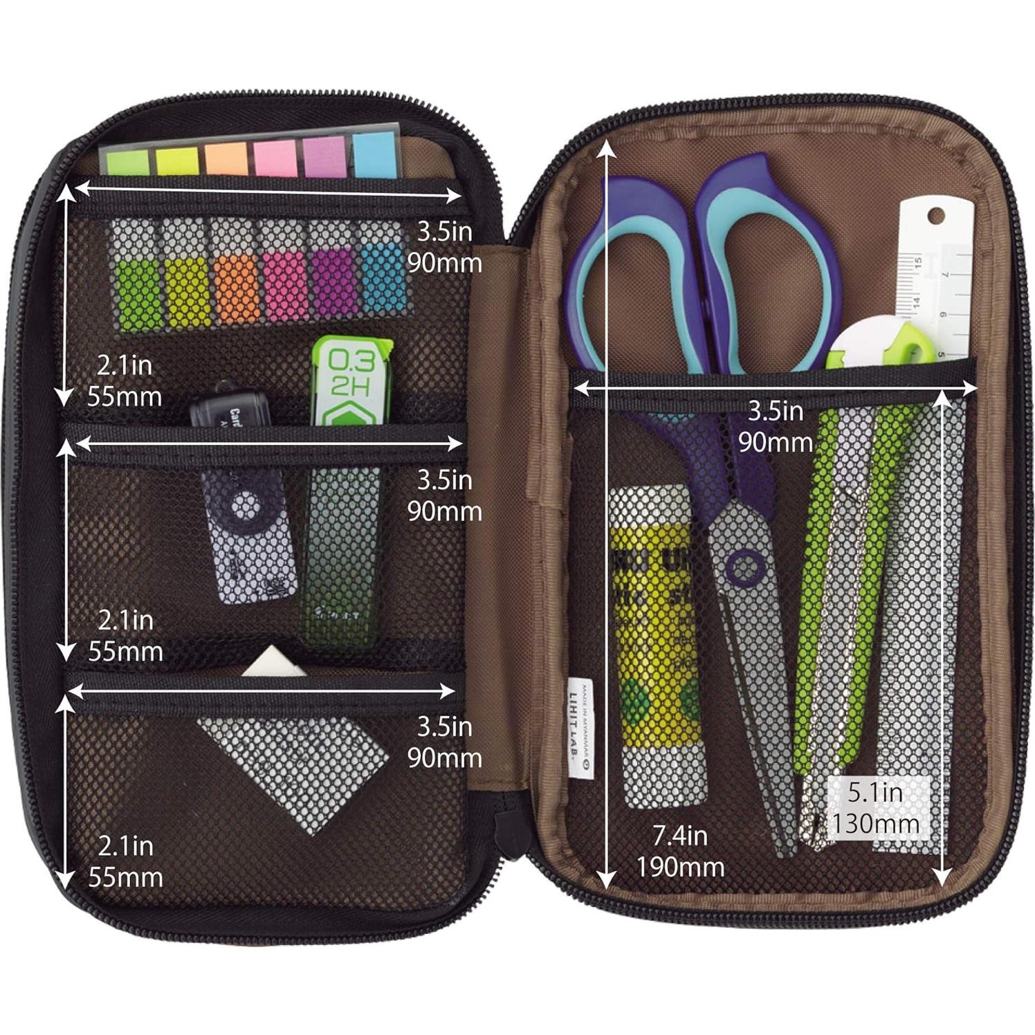 Estuche LIHIT LAB Gran Capacidad Triple Cierre Negro