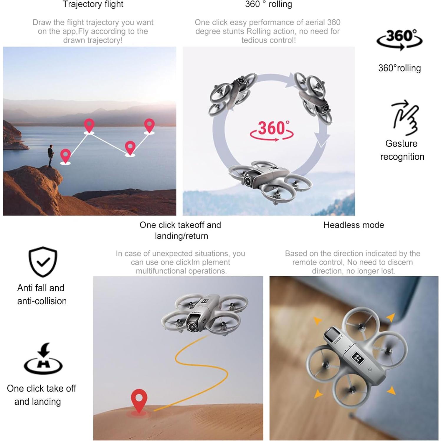 Dron THOAML D16 con cámara HD 1080P, 2 baterías, negro