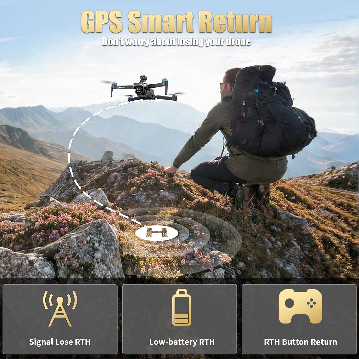 Dron con cámara 4K OBEST, control remoto 5.9" GPS, 50 min vuelo