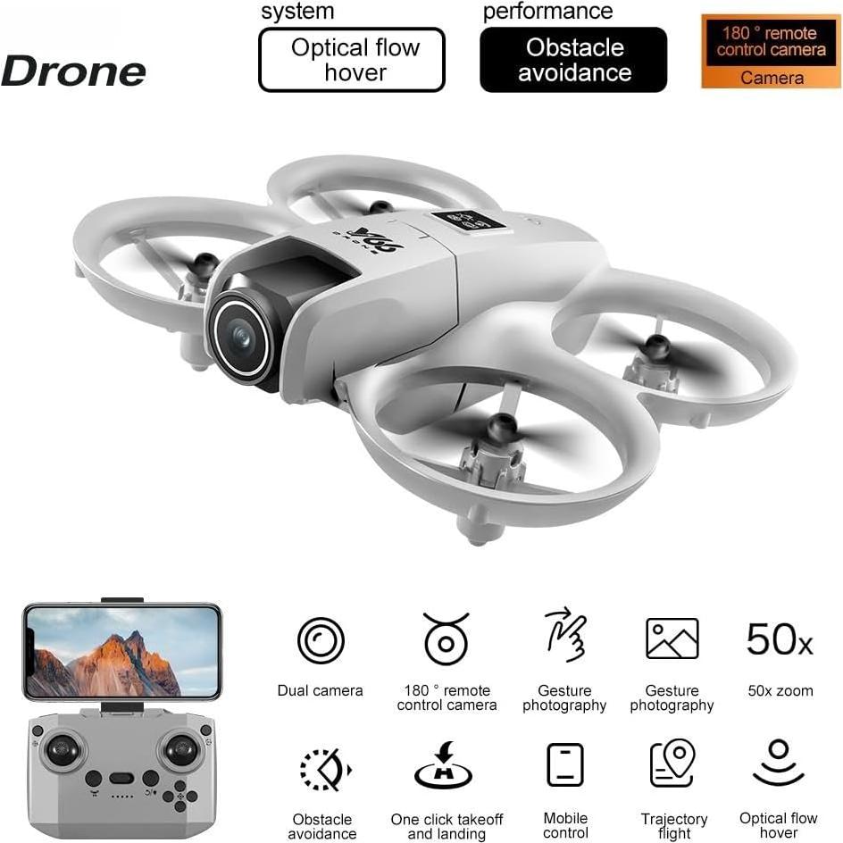 Drone Cuadcóptero APIZCUK con Duales Cámaras y LED Naranja