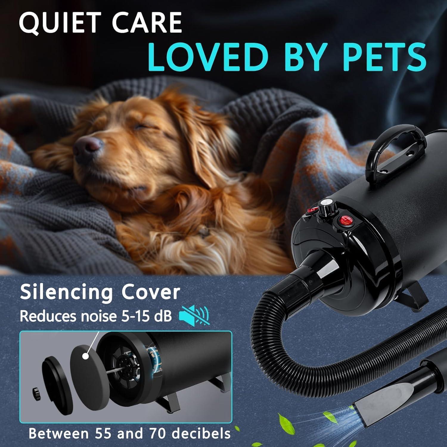 Secador de Pelo Profesional para Perros Blanlody 3800W Negro