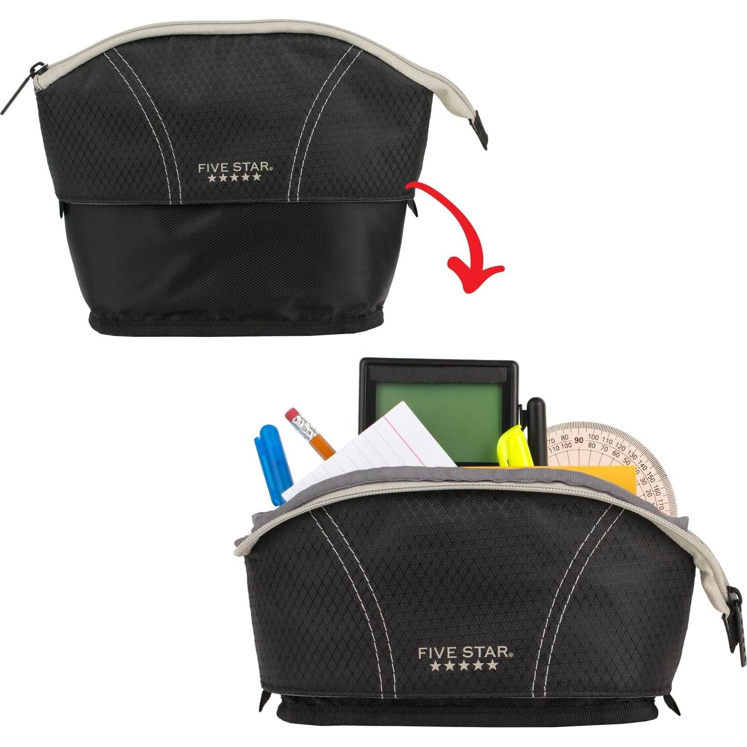 Estuche de Lápiz Five Star Vista Rápida Negro/Gris 18x17cm