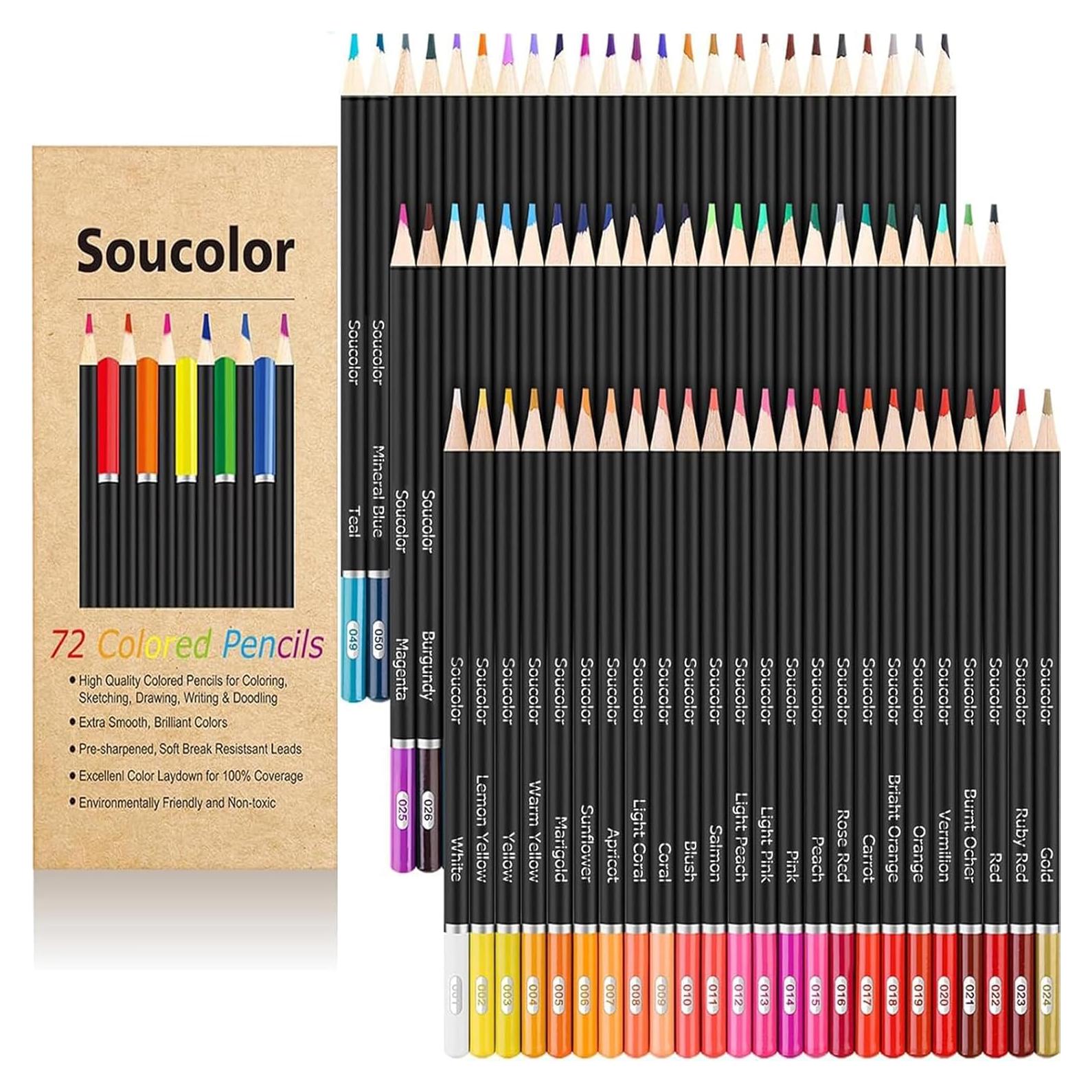 Lápices de Colores Soucolor 72 Colores para Dibujo Artístico