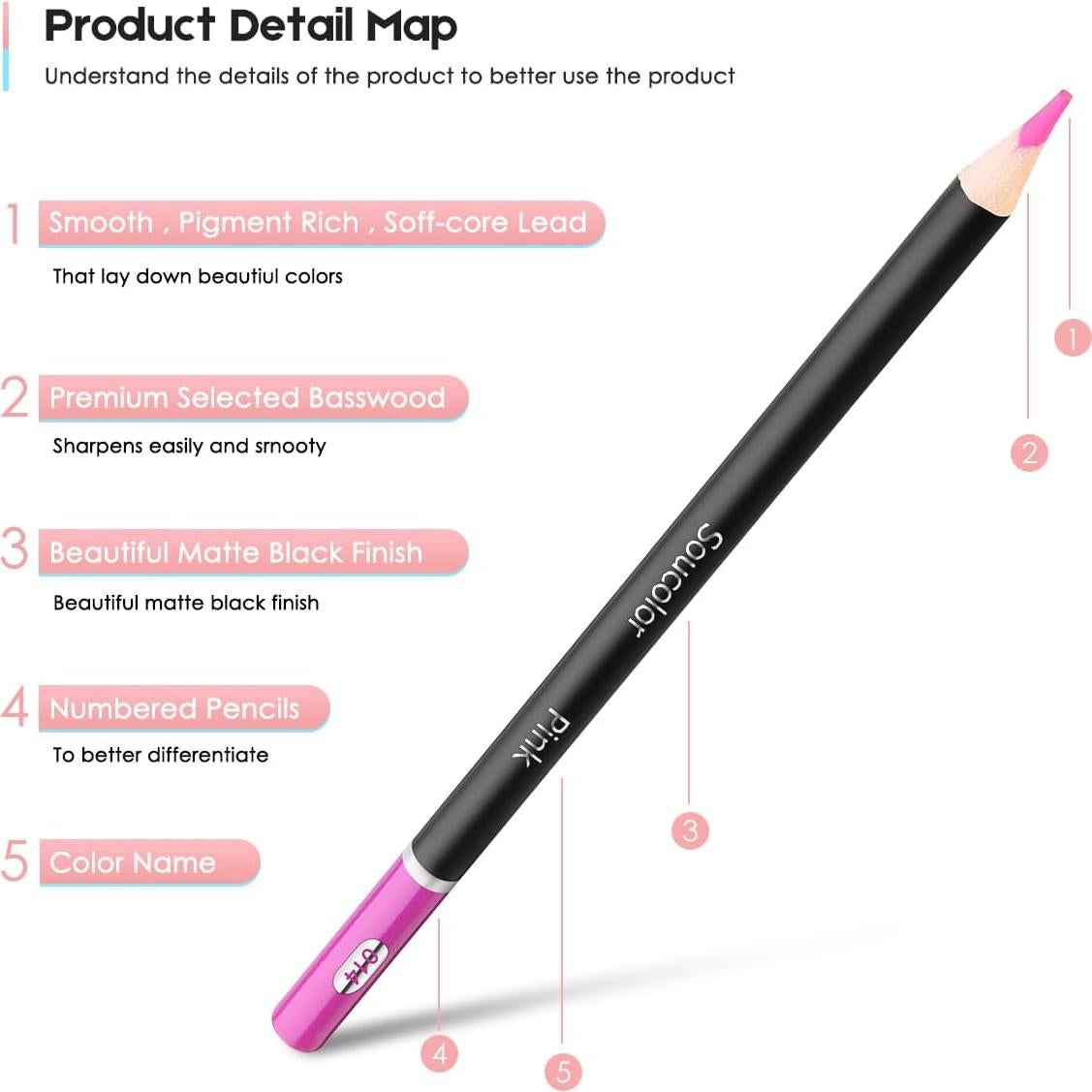 Lápices de Colores Soucolor 72 Colores para Dibujo Artístico