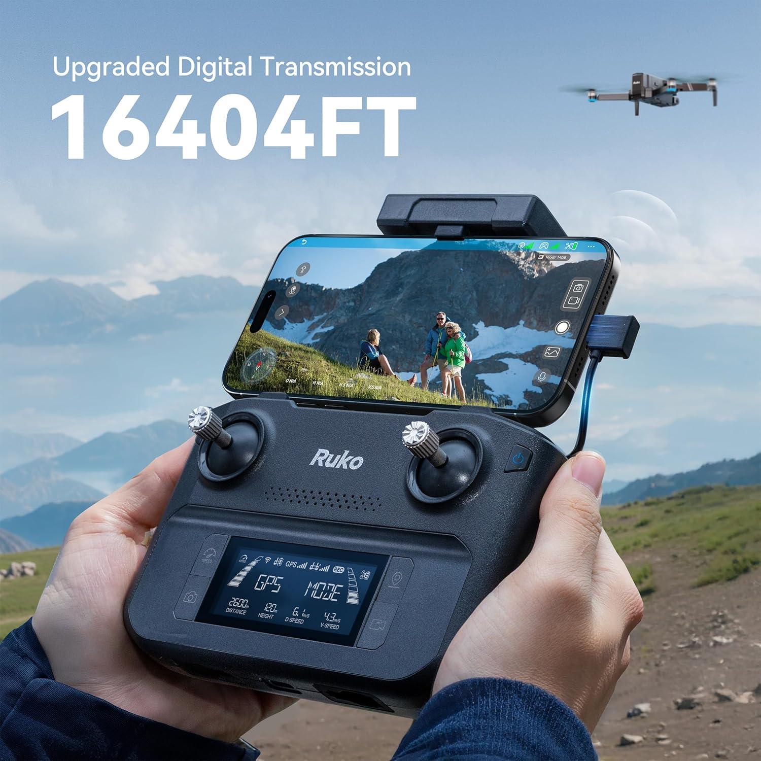 Ruko F11GIM2 Drones with 2 Batteries and R299 Portable Power Station 330W, Drones with Camera for Adults 4K, 64Mins Flight Time, Gimbal & EIS 4K Camera, 16404ft Digital video Transmission