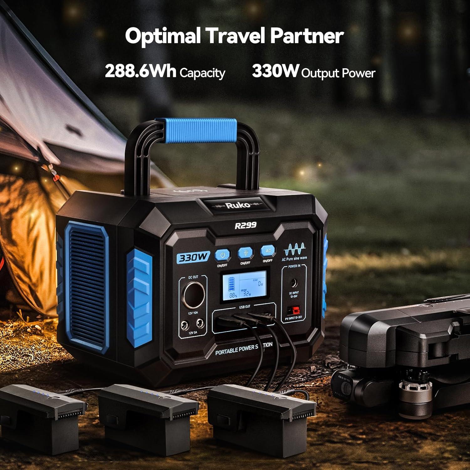 Ruko F11GIM2 Drones with 2 Batteries and R299 Portable Power Station 330W, Drones with Camera for Adults 4K, 64Mins Flight Time, Gimbal & EIS 4K Camera, 16404ft Digital video Transmission