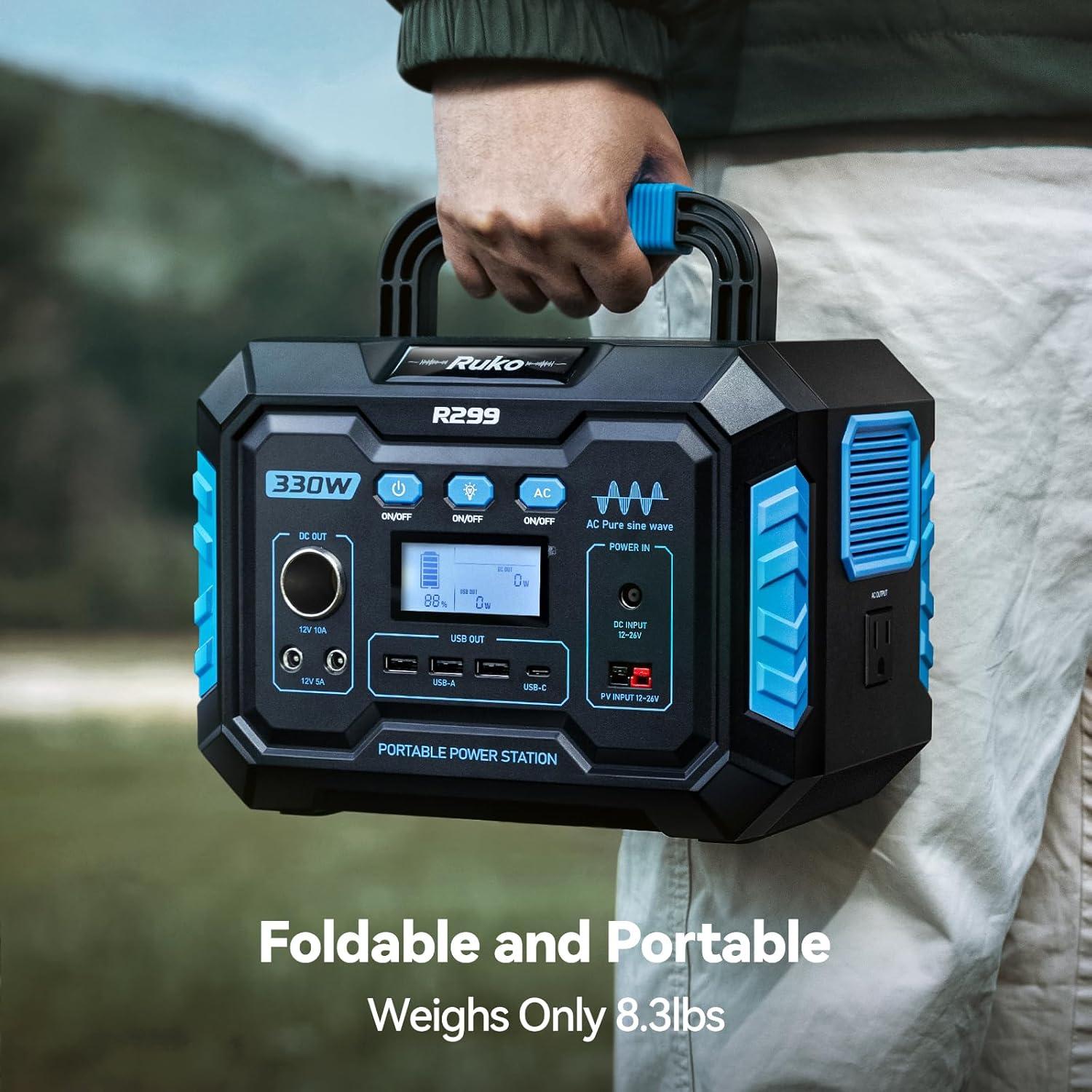 Ruko F11GIM2 Drones with 2 Batteries and R299 Portable Power Station 330W, Drones with Camera for Adults 4K, 64Mins Flight Time, Gimbal & EIS 4K Camera, 16404ft Digital video Transmission