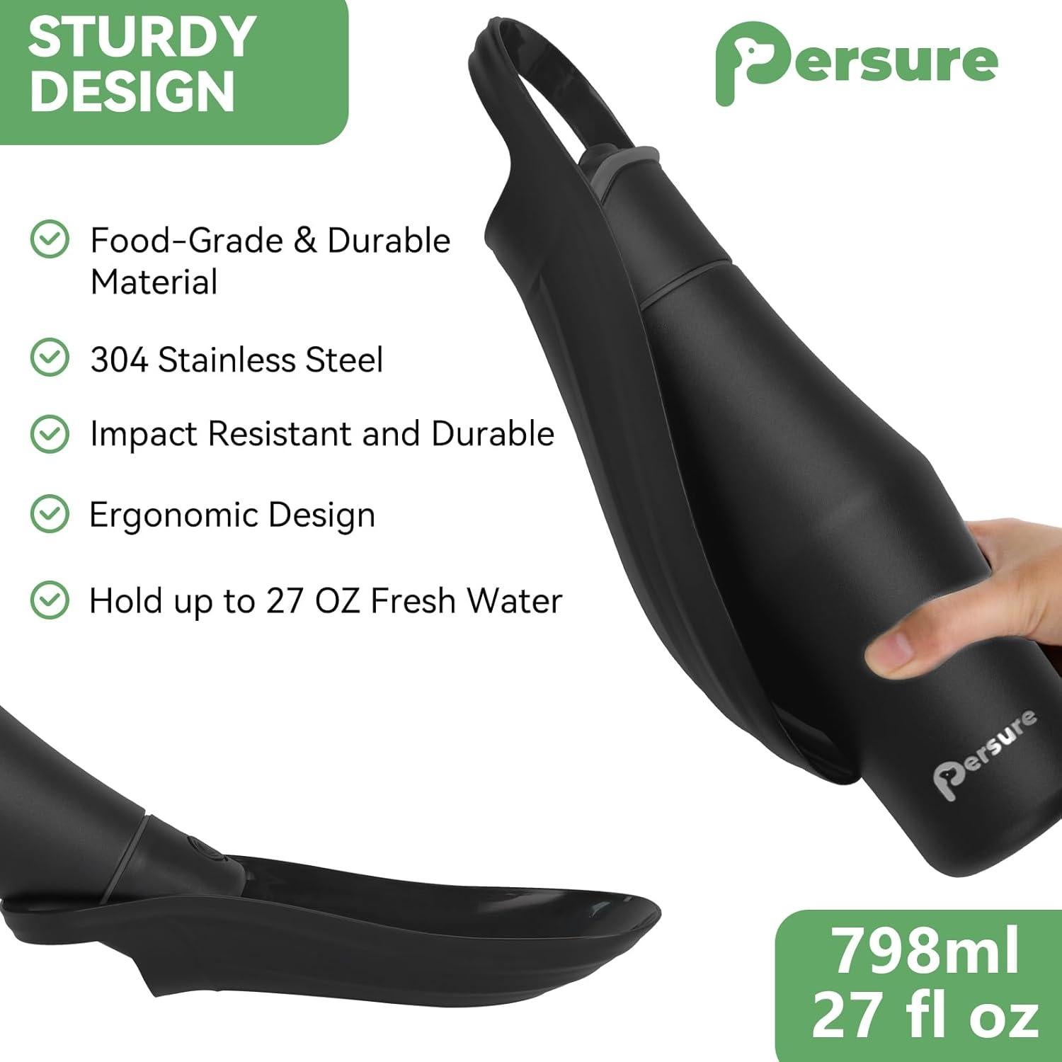 Botella de Agua para Perros Persure 800 ml Acero Inoxidable