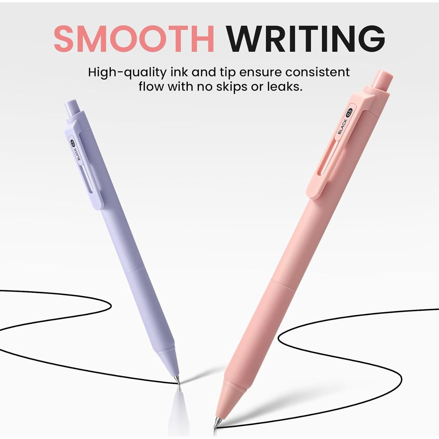 Bolígrafos de Gel Taja 6 Pcs 0.5mm Negro Retráctil Pastel