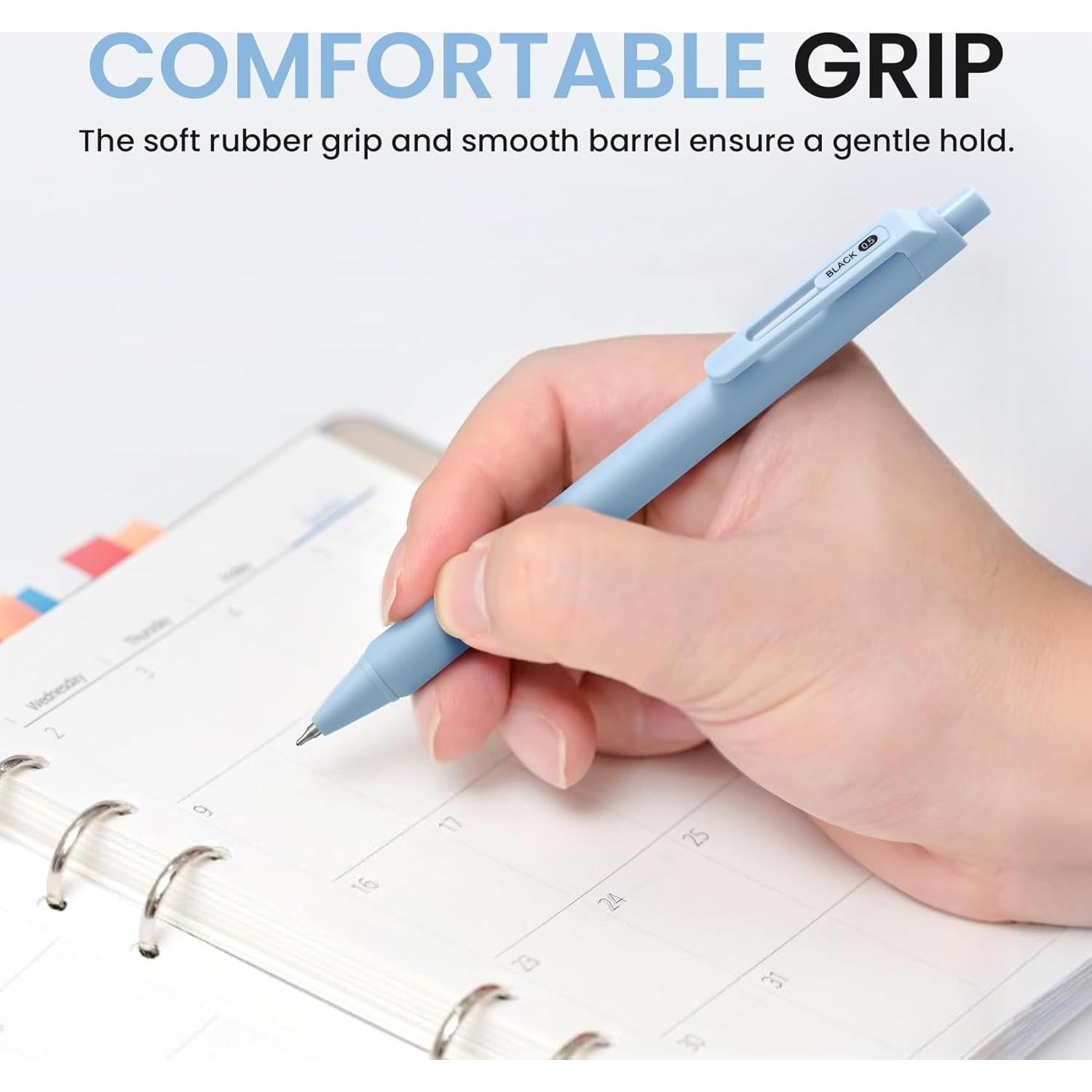 Bolígrafos de Gel Taja 6 Pcs 0.5mm Negro Retráctil Pastel