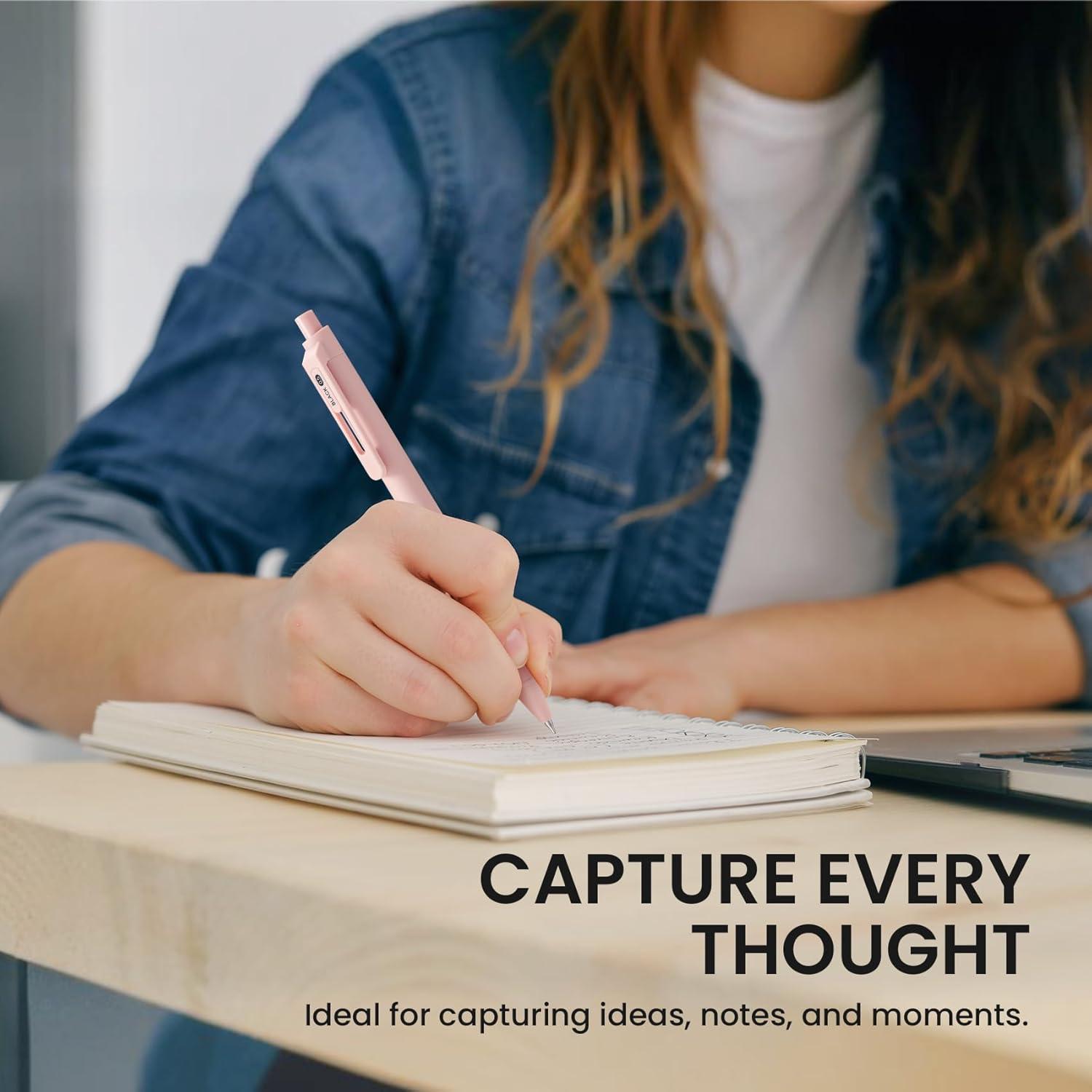 Bolígrafos de Gel Taja 6 Pcs 0.5mm Negro Retráctil Pastel