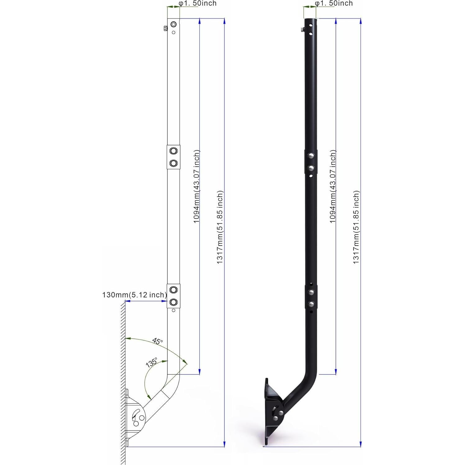 Poste de Montaje Universal CEKAY 3.81 cm x 129.54 cm para Antena
