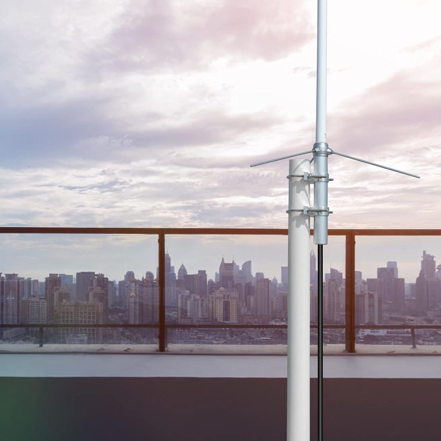 Antena Base Doble Banda UAYESOK 2.2m Fibra de Vidrio 5.5/8.5dBi