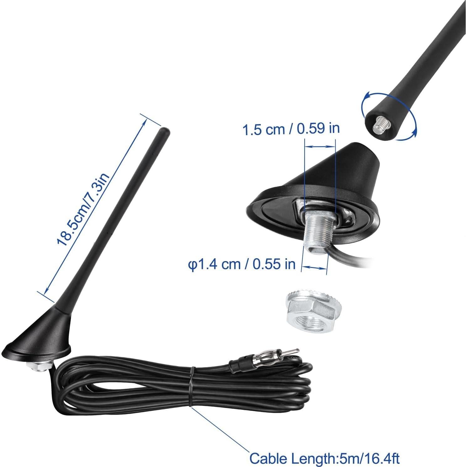 Antena de Radio Eightwood para Coche 17.78cm FM AM con Base
