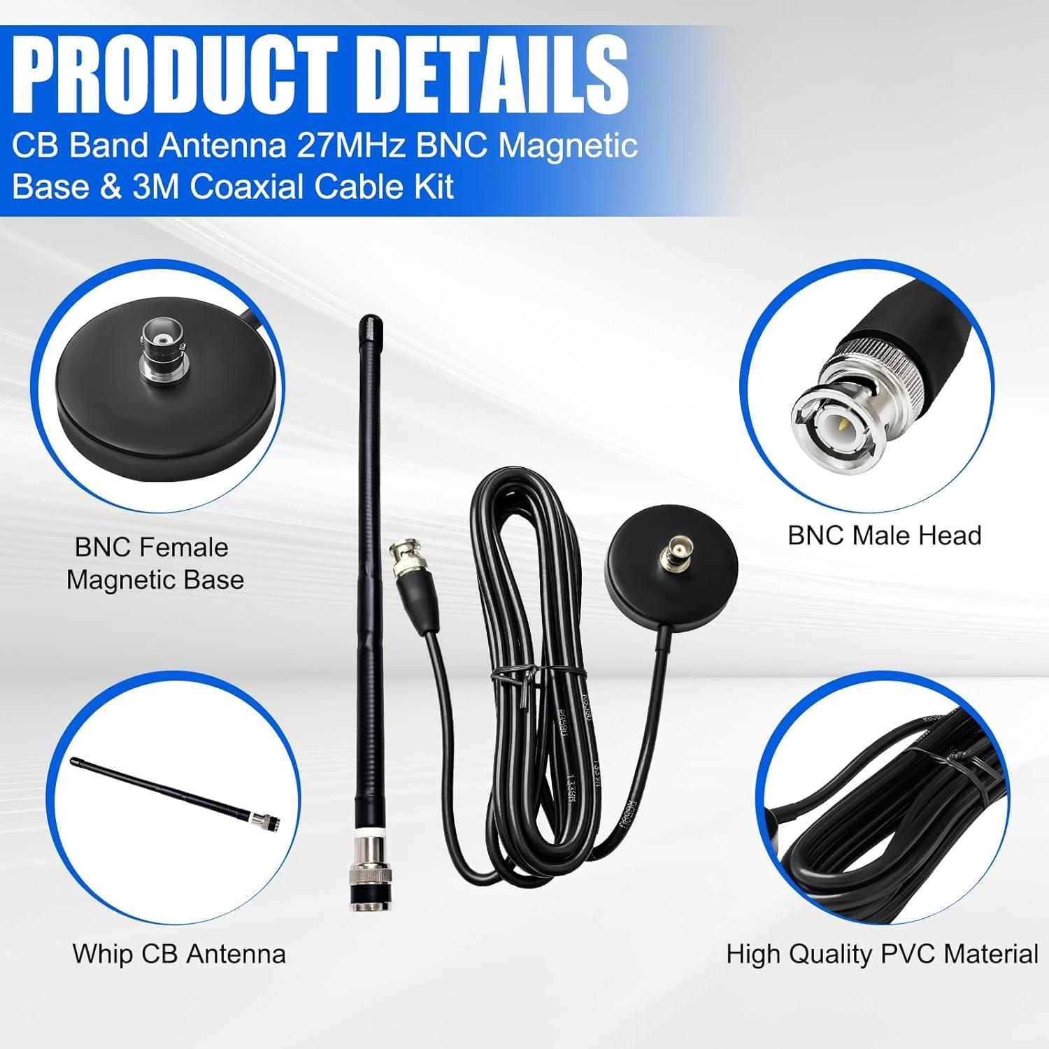 Antena CB 27MHz Akoree con Base Magnética para Vehículo